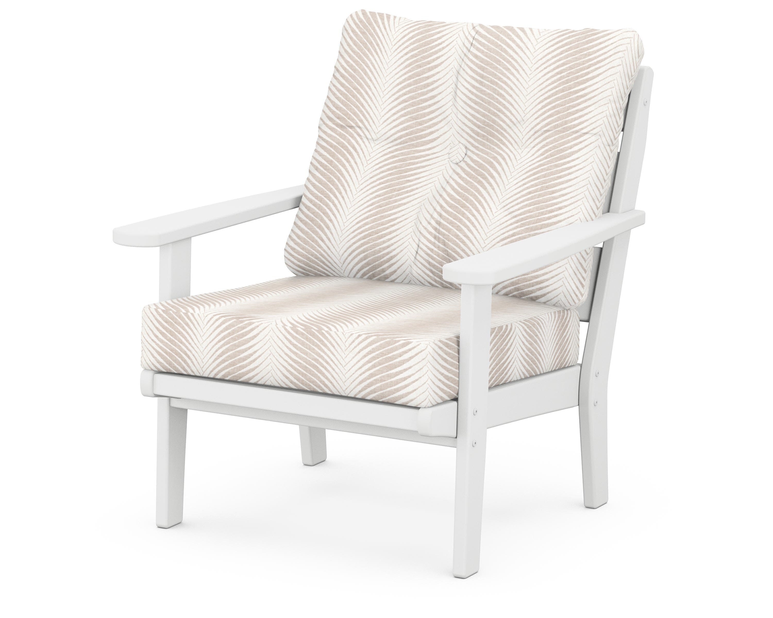 Lakeside Deep Seating Chair in White / Clock Out Cloud