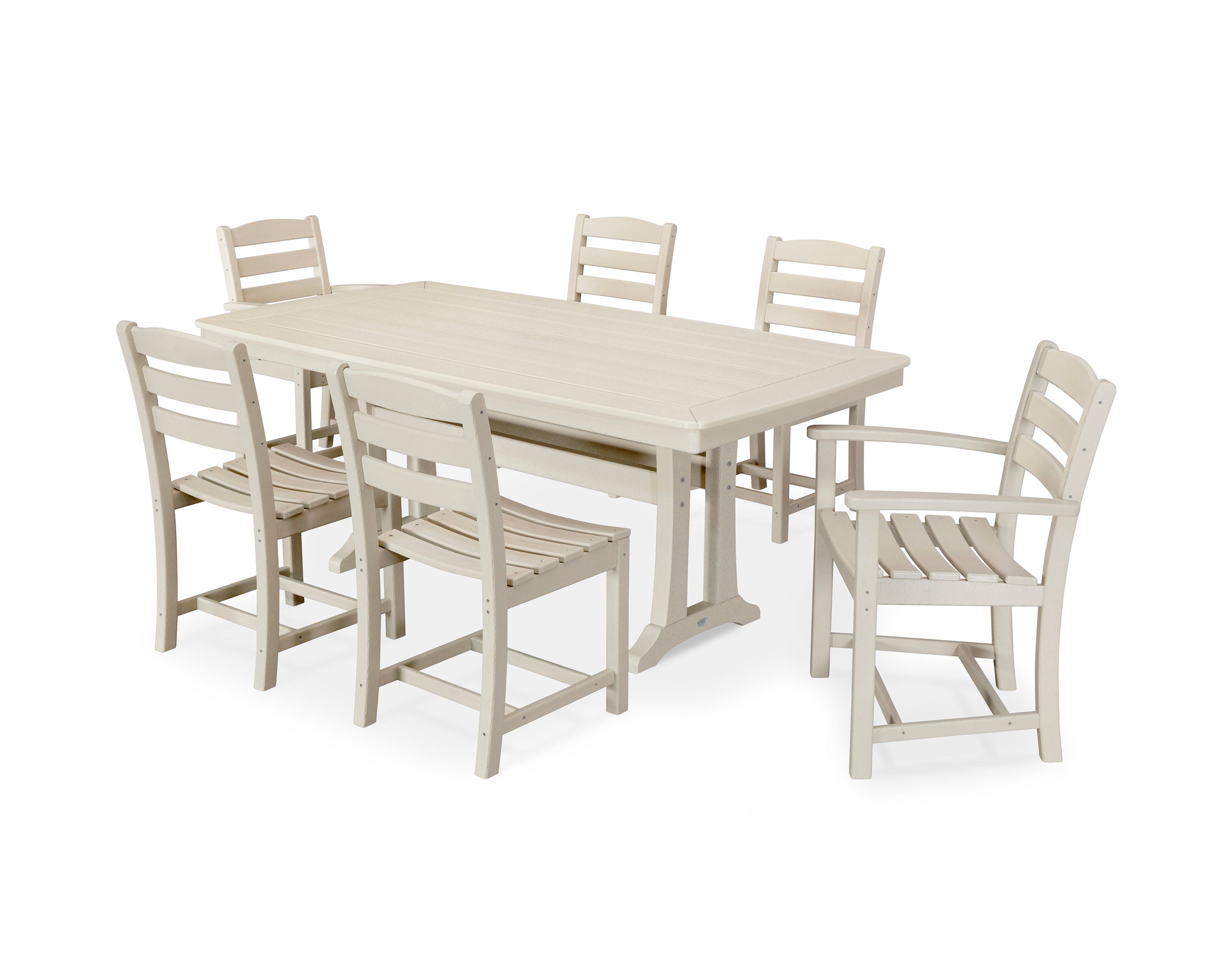 La Casa Caf 7-Piece Dining Set with Trestle Legs in Sand