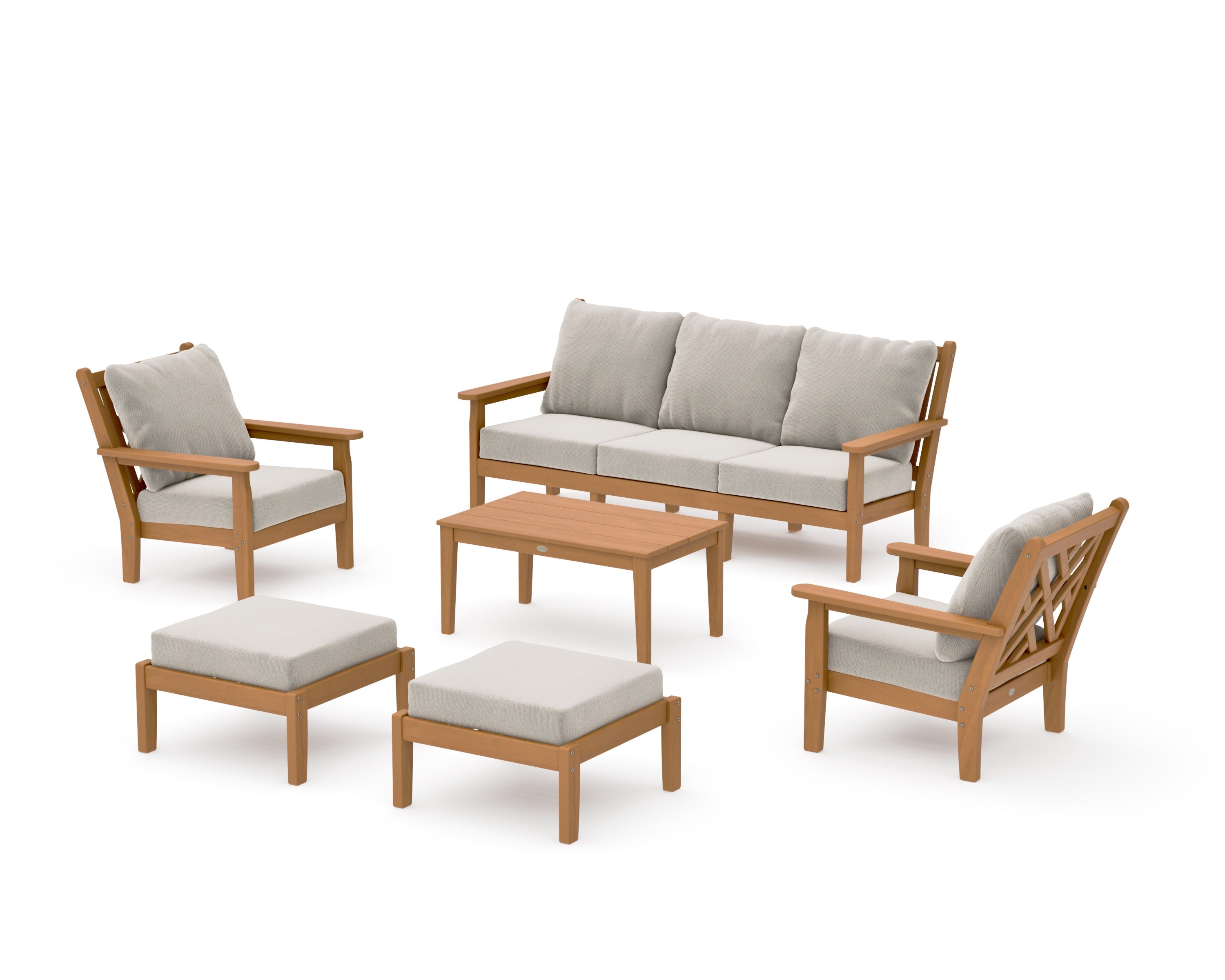 Chippendale 6-Piece Lounge Sofa Set in Natural / Dune Burlap