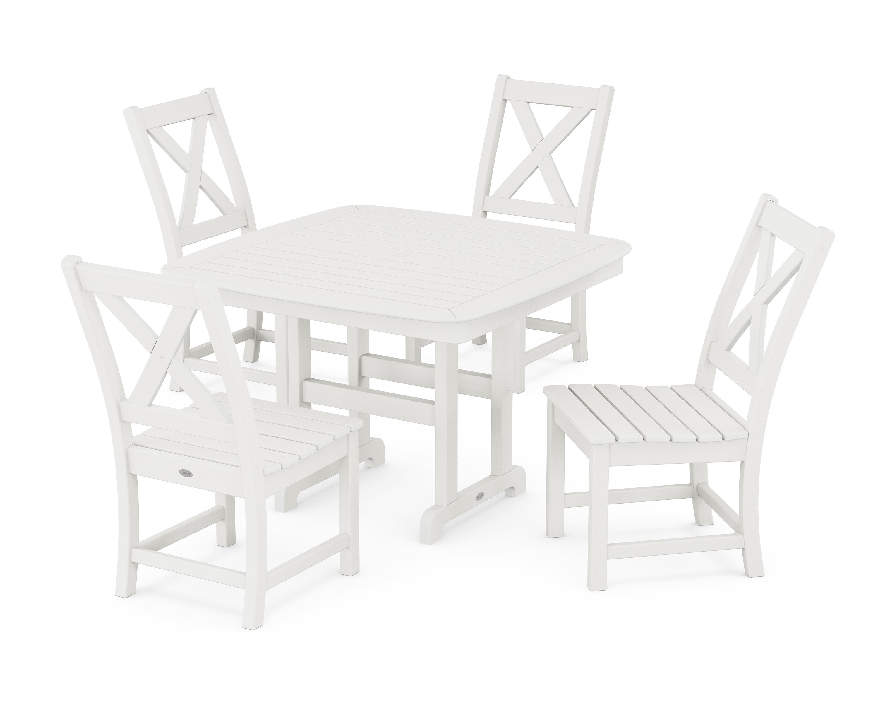 Braxton Side Chair 5-Piece Dining Set with Trestle Legs in Vintage White