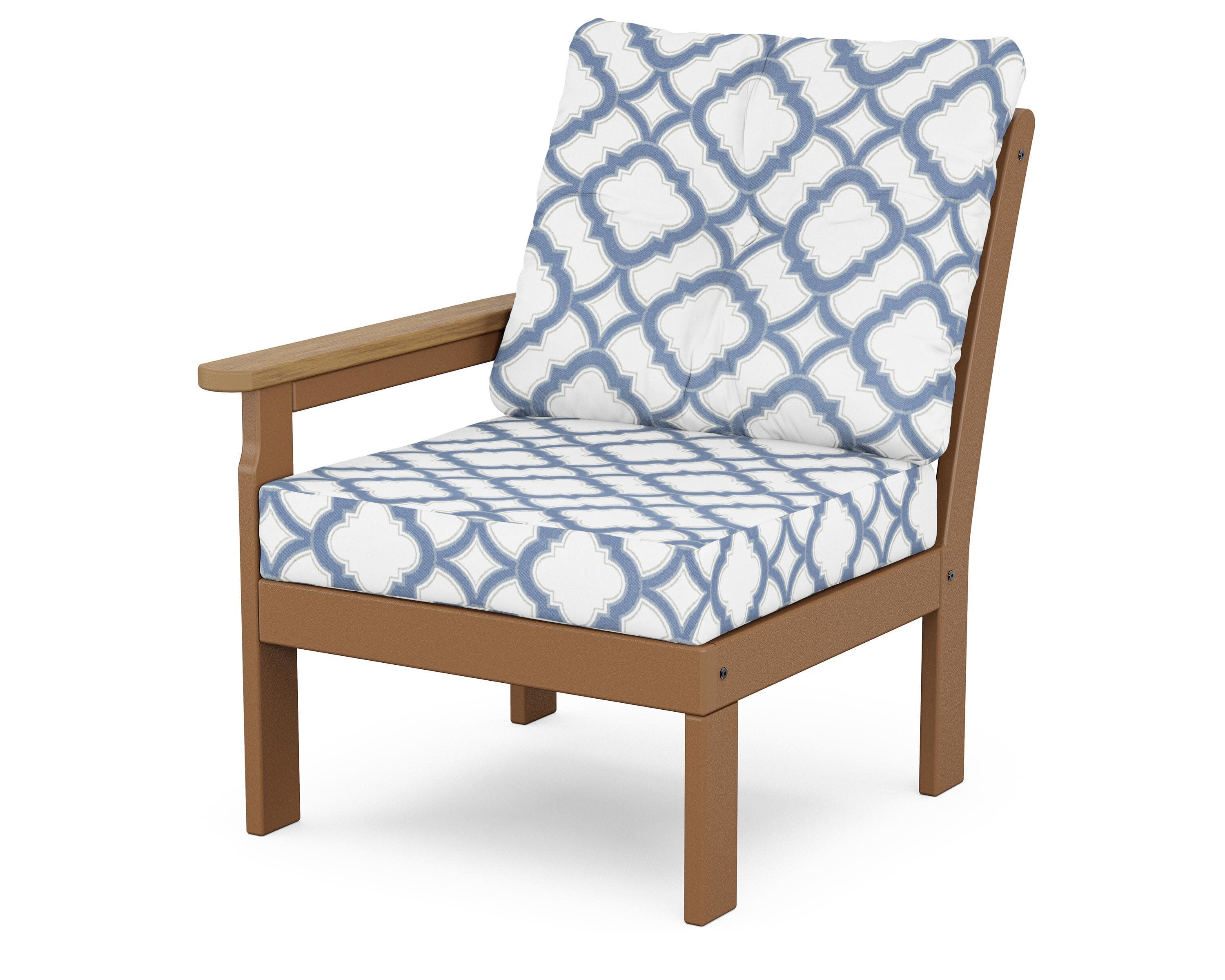 Vineyard Modular Left Arm Chair in Teak / Natural / Trellis Sky Blue