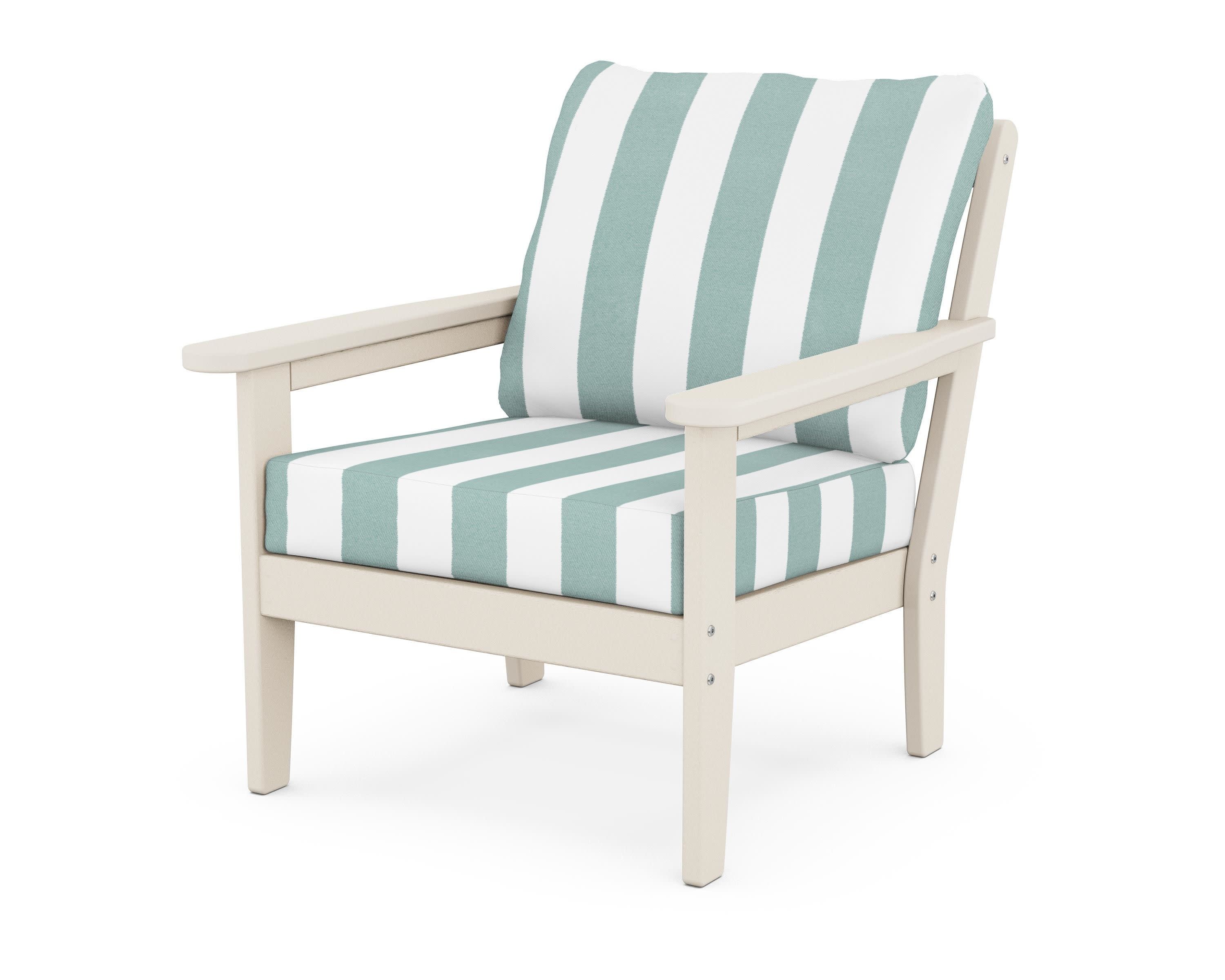 Cottage Deep Seating Chair in Sand / Cabana Stripe Glacier Spa