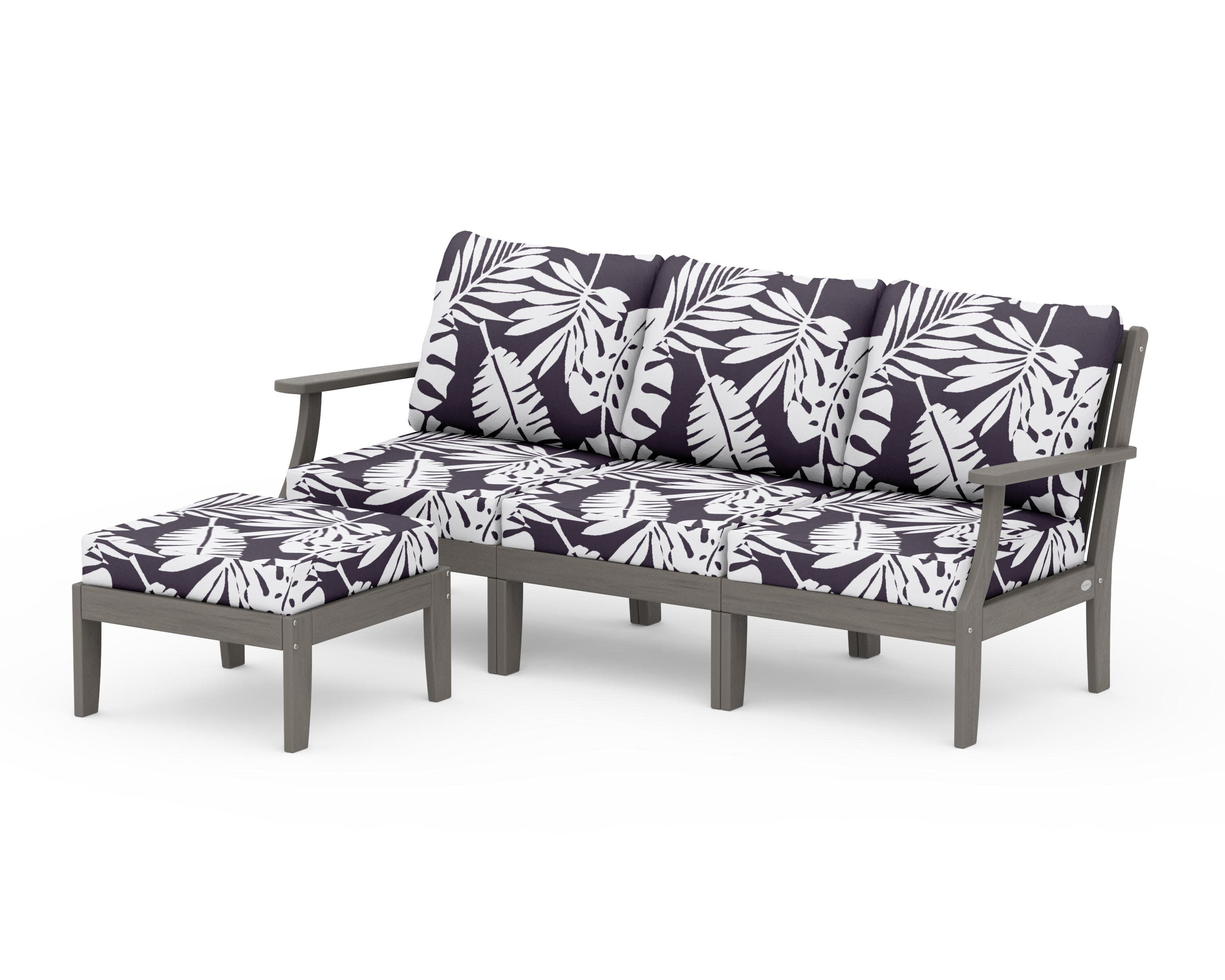 Braxton Modular 4-Piece Deep Seating Set with Ottoman in Driftwood / Leaf Navy