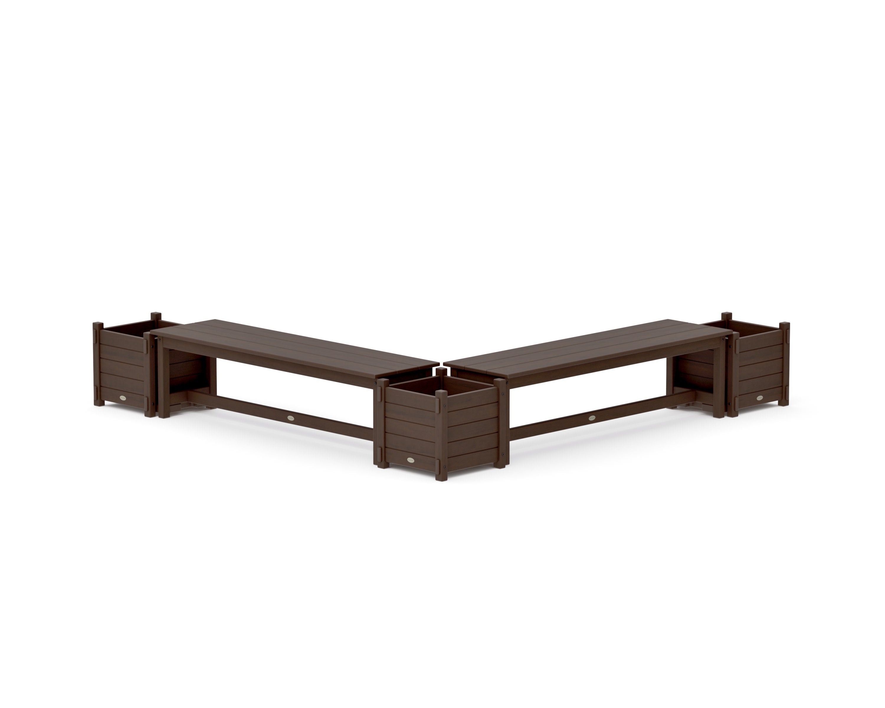 60" Nautical L- Shaped Planter Bench Corner Set in Kona