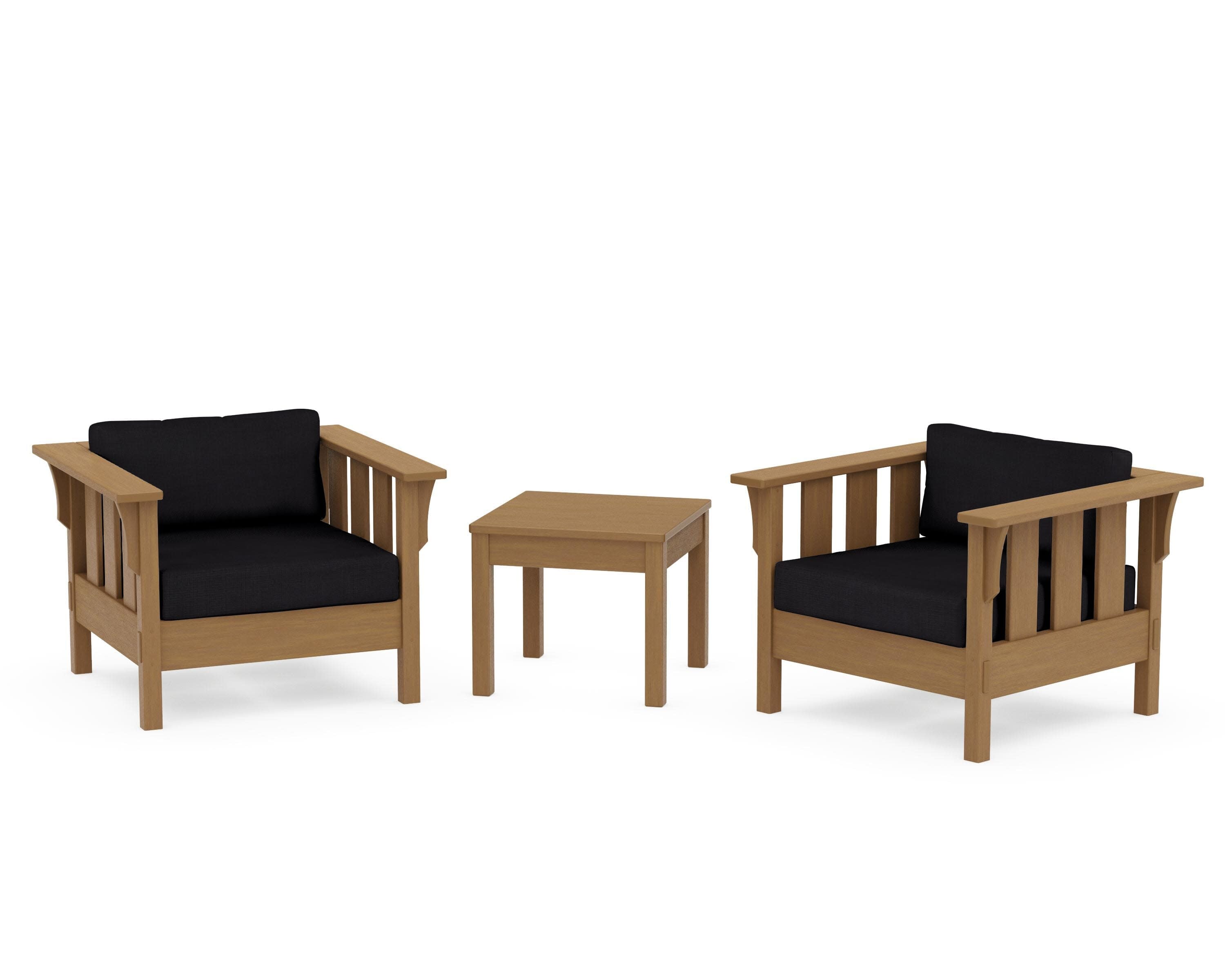 Acadia 3-Piece Deep Seating Set in Natural / Midnight Linen