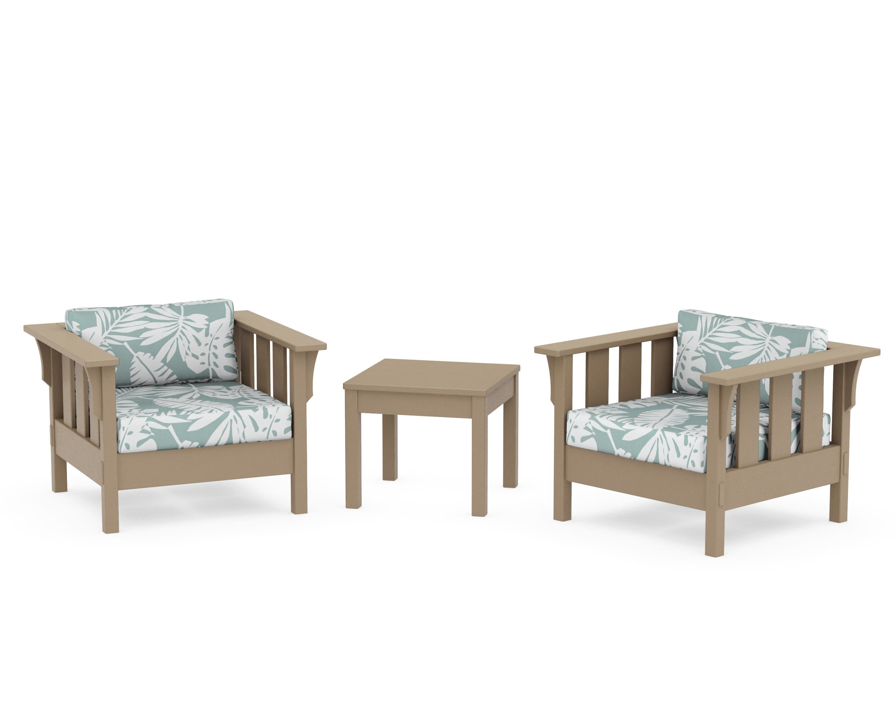 Acadia 3-Piece Deep Seating Set in Vintage Sahara / Leaf Glacier Spa