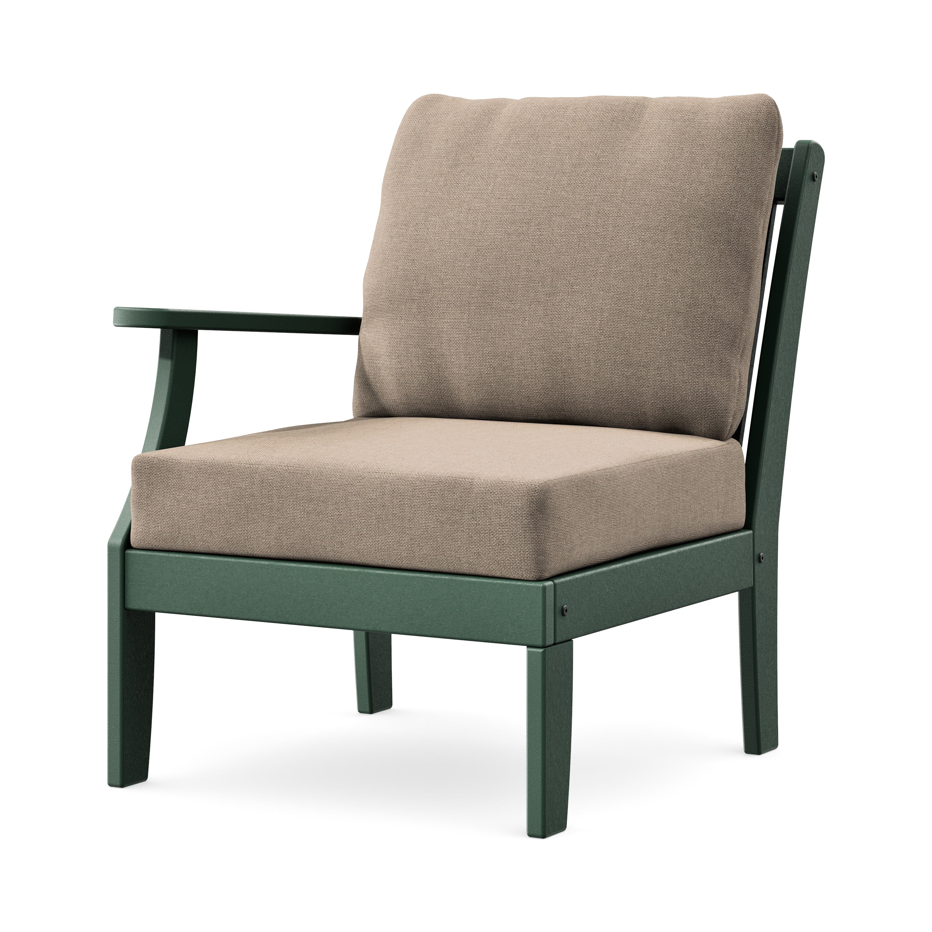 Braxton Modular Left Arm Chair in Green / Spiced Burlap