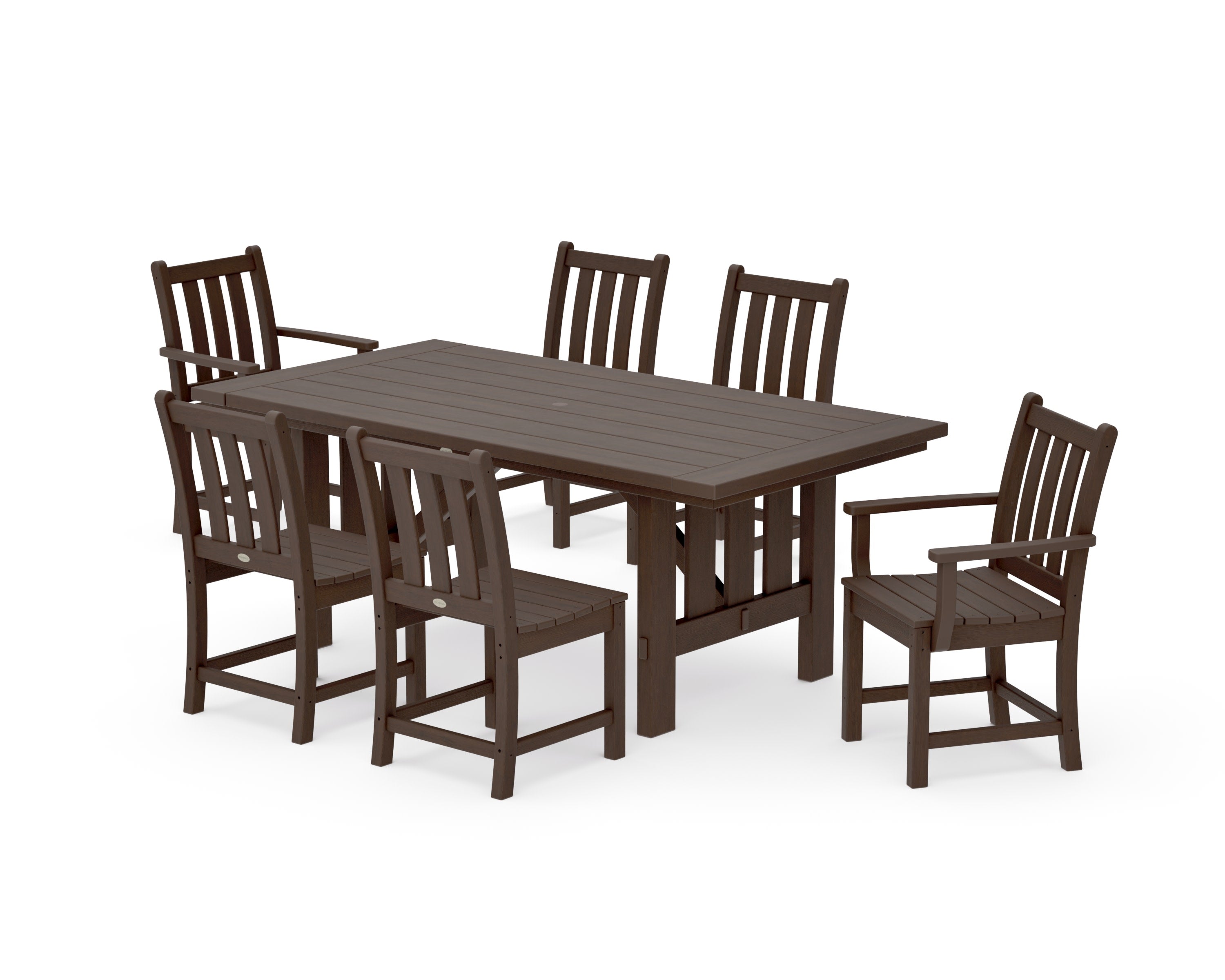 Traditional Garden 7-Piece Dining Set with Mission Table in Kona
