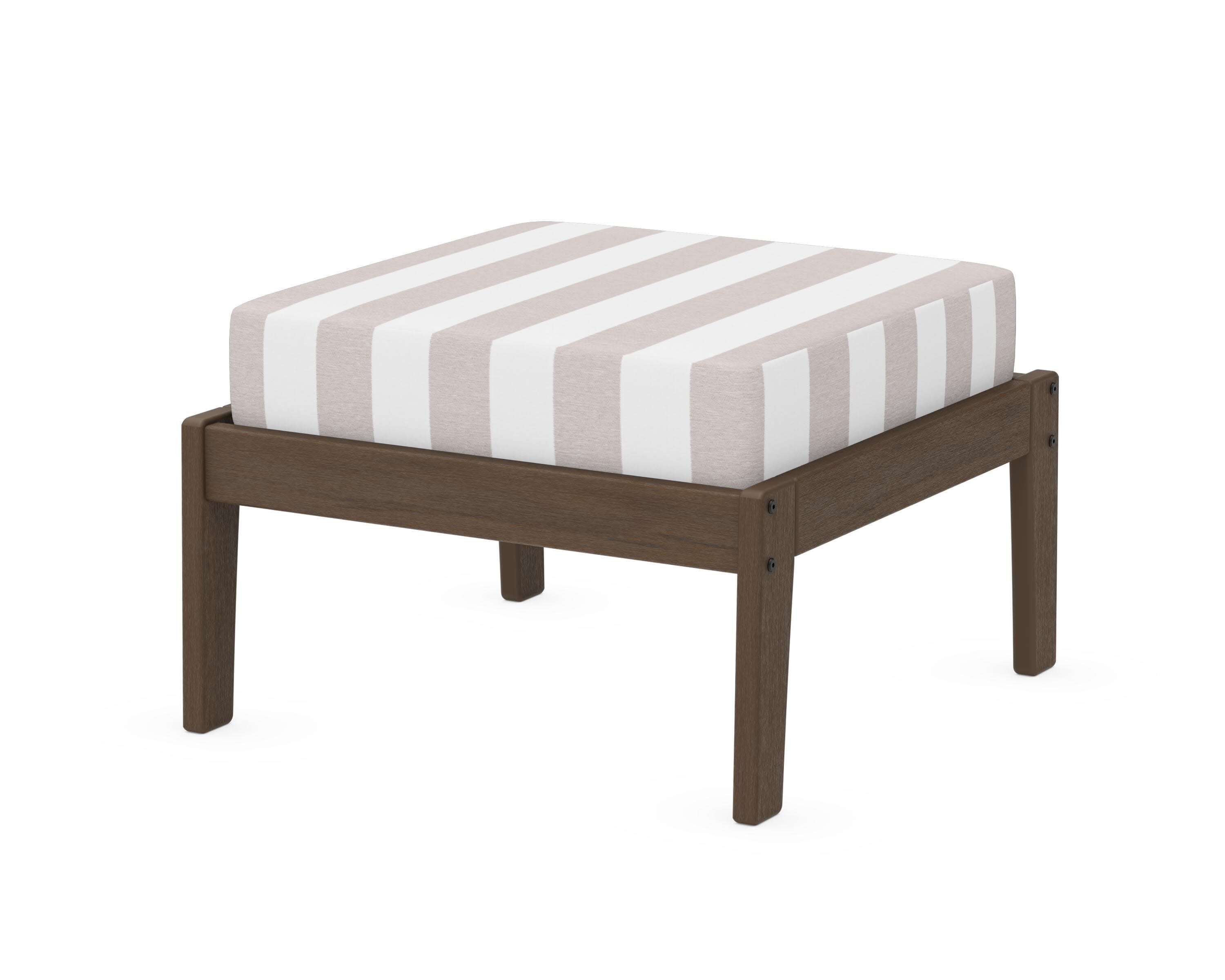 Deep Seating Ottoman in Kona / Cabana Stripe Dune Burlap