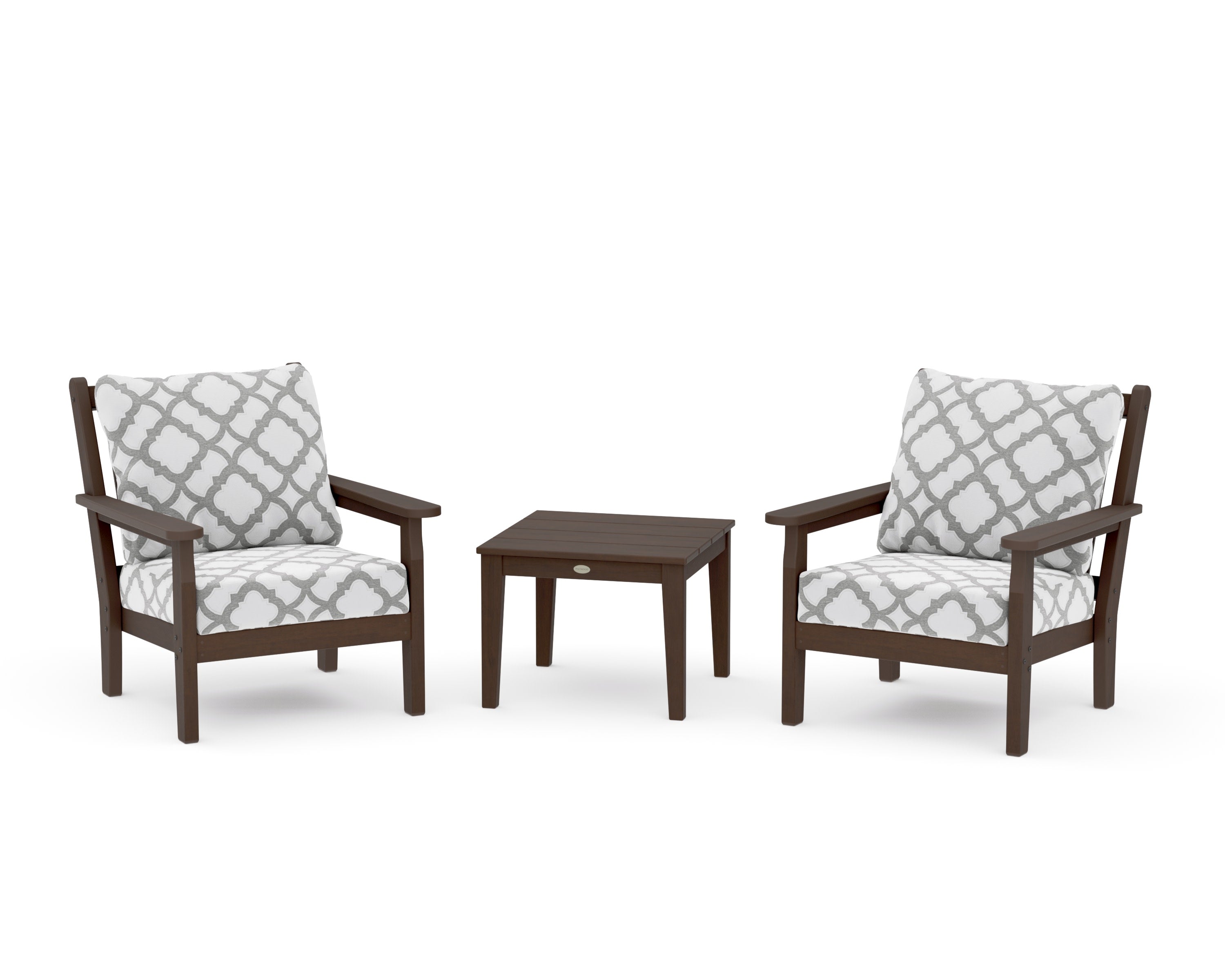 Chippendale 3-Piece Deep Seating Set in Kona / Trellis Grey Mist