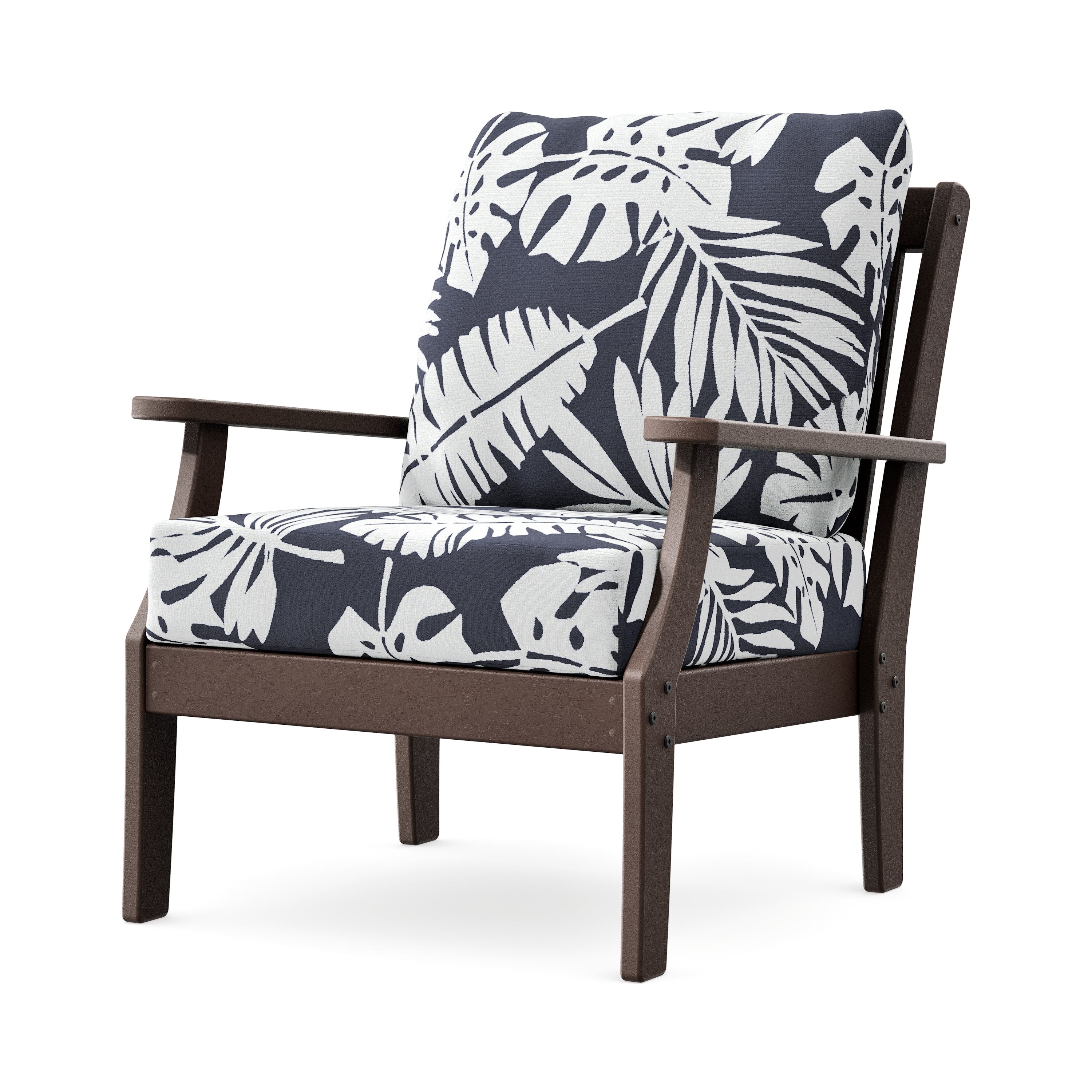 Braxton Deep Seating Chair in Mahogany / Leaf Navy