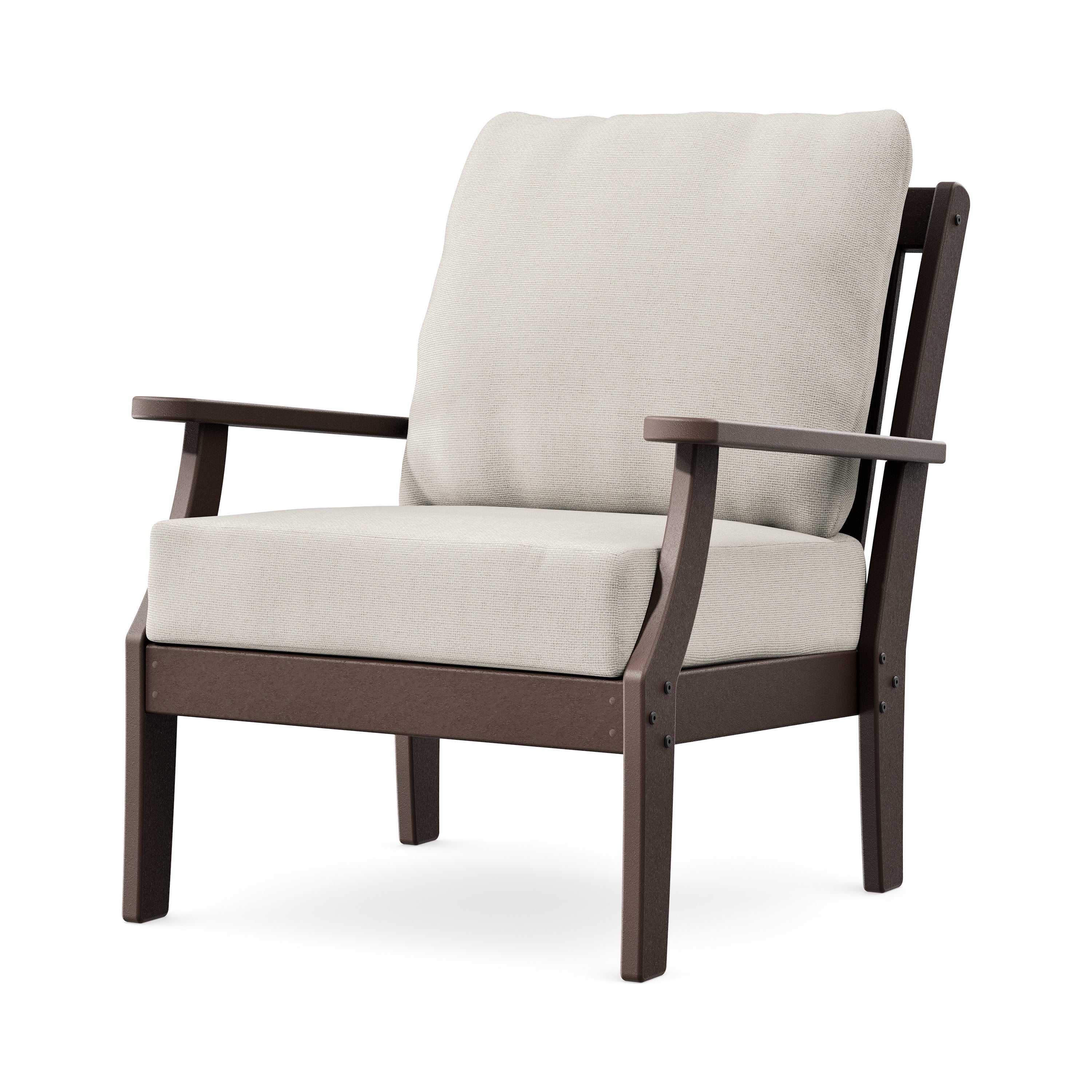 Braxton Deep Seating Chair in Mahogany / Dune Burlap