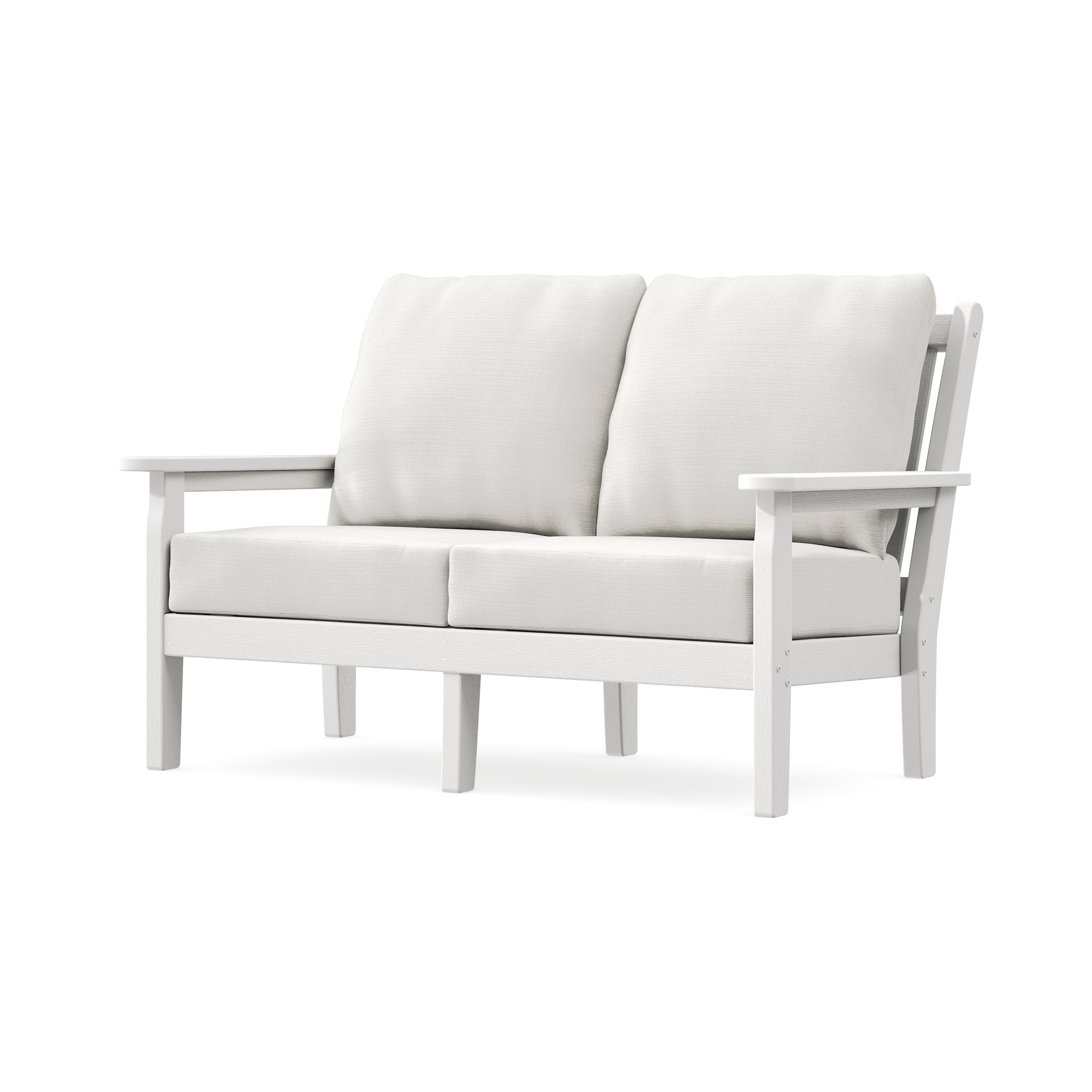 Chippendale Deep Seating Loveseat in Vintage White / Natural Linen