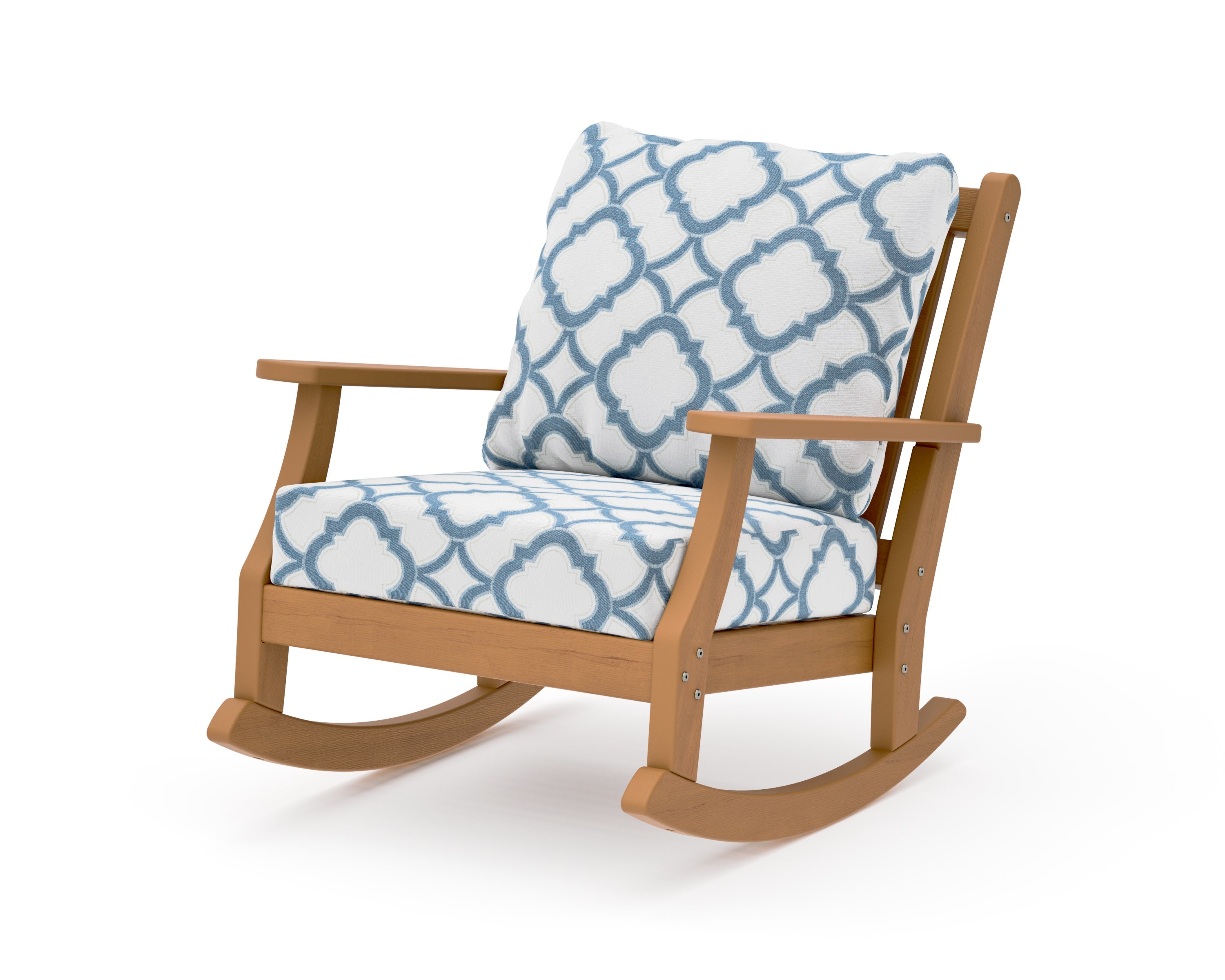 Wovendale Deep Seating Rocking Chair in Natural / Trellis Sky Blue