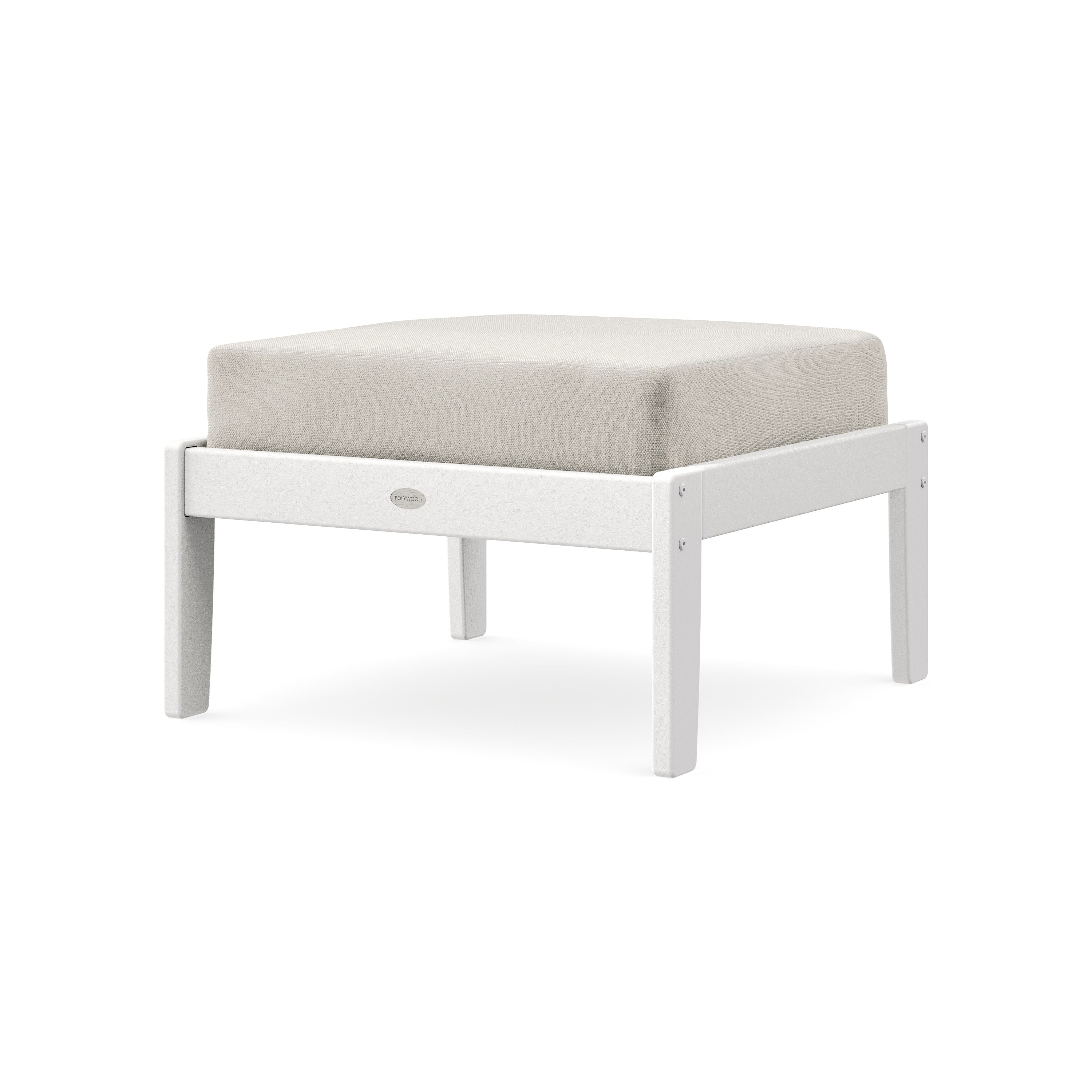 Braxton Deep Seating Ottoman in White / Blend Linen