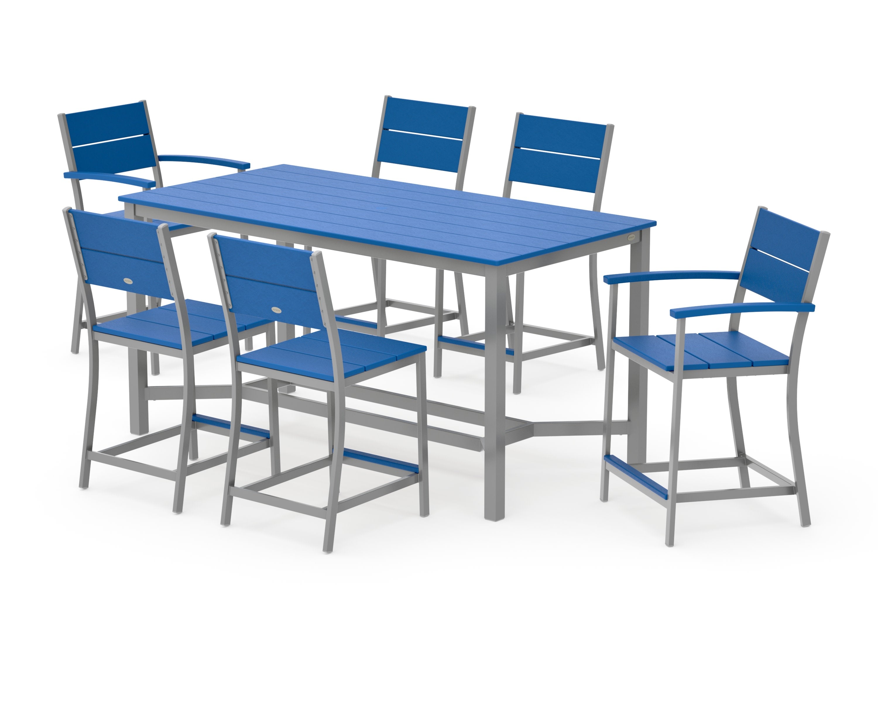Main Street 7-Piece Counter Set in Silver / Pacific Blue