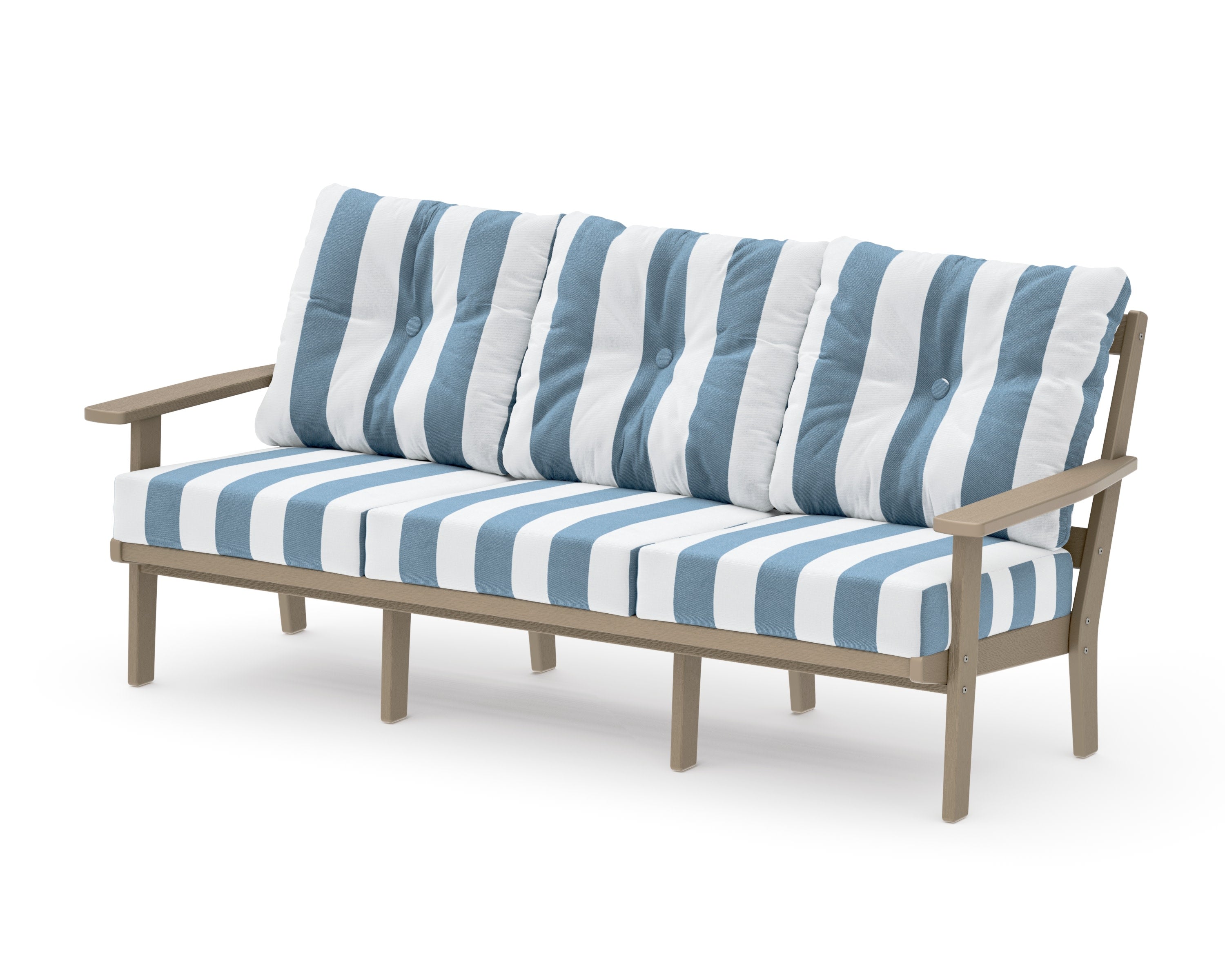 Oxford Deep Seating Sofa in Vintage Sahara / Cabana Stripe Sky Blue