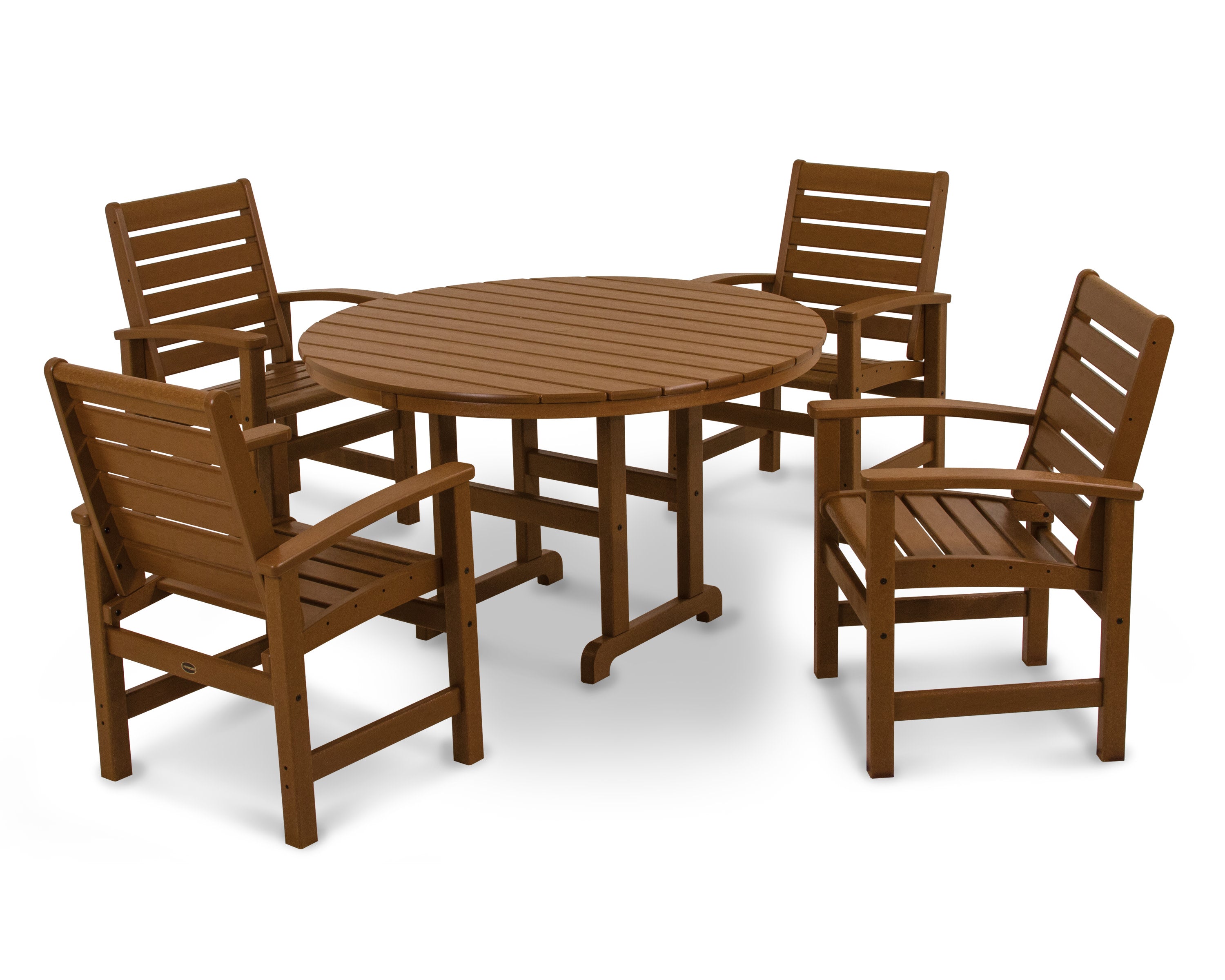 Signature 5-Piece Round Farmhouse Dining Set in Teak