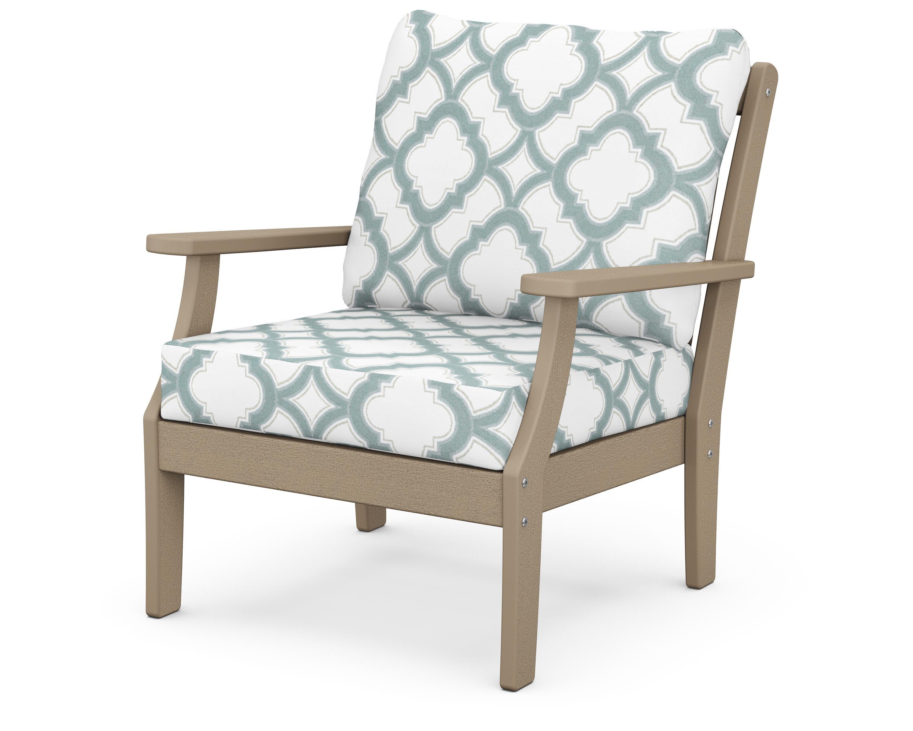 Braxton Deep Seating Chair in Vintage Sahara / Trellis Glacier Spa