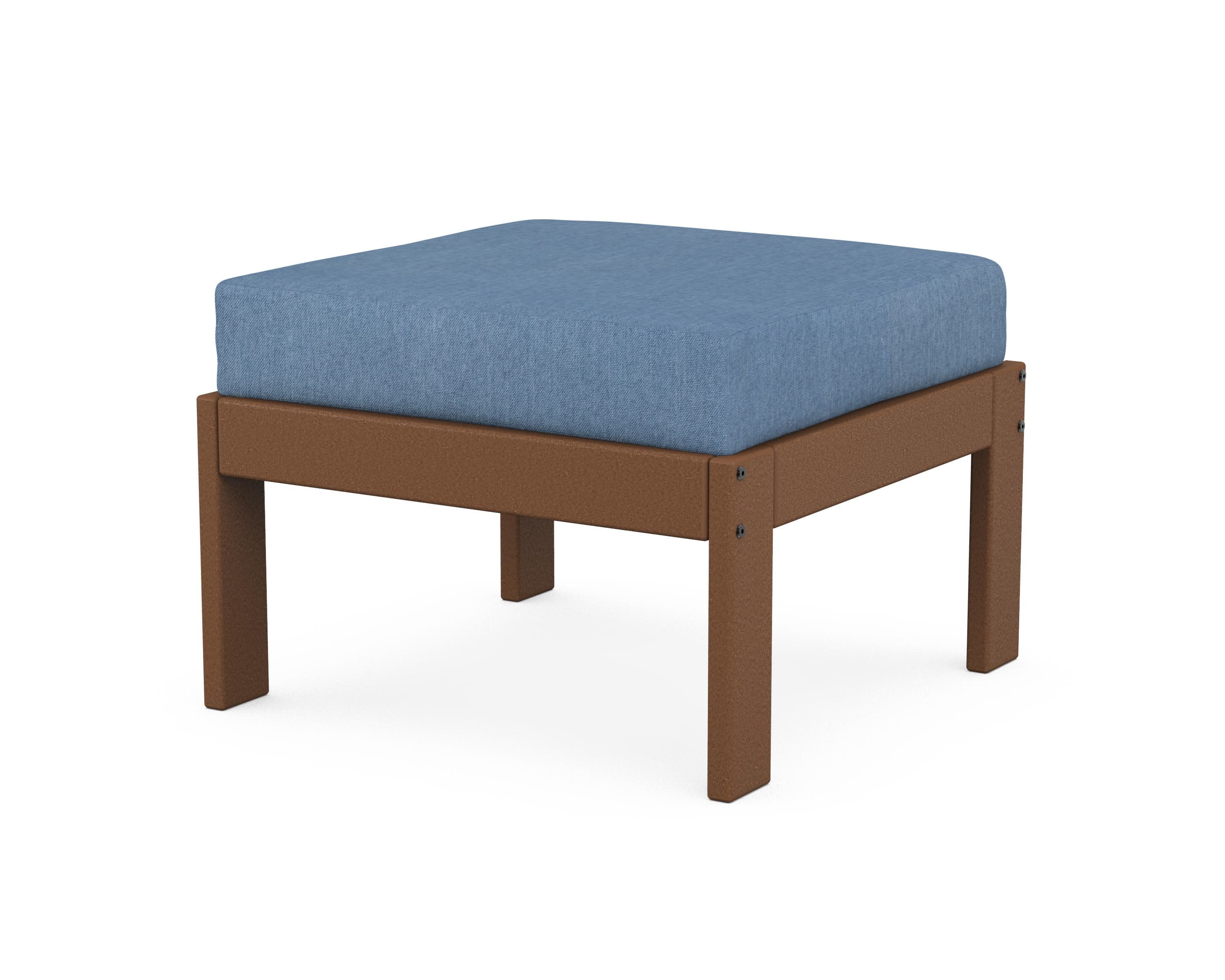 Vineyard Modular Ottoman in Teak / Sky Blue