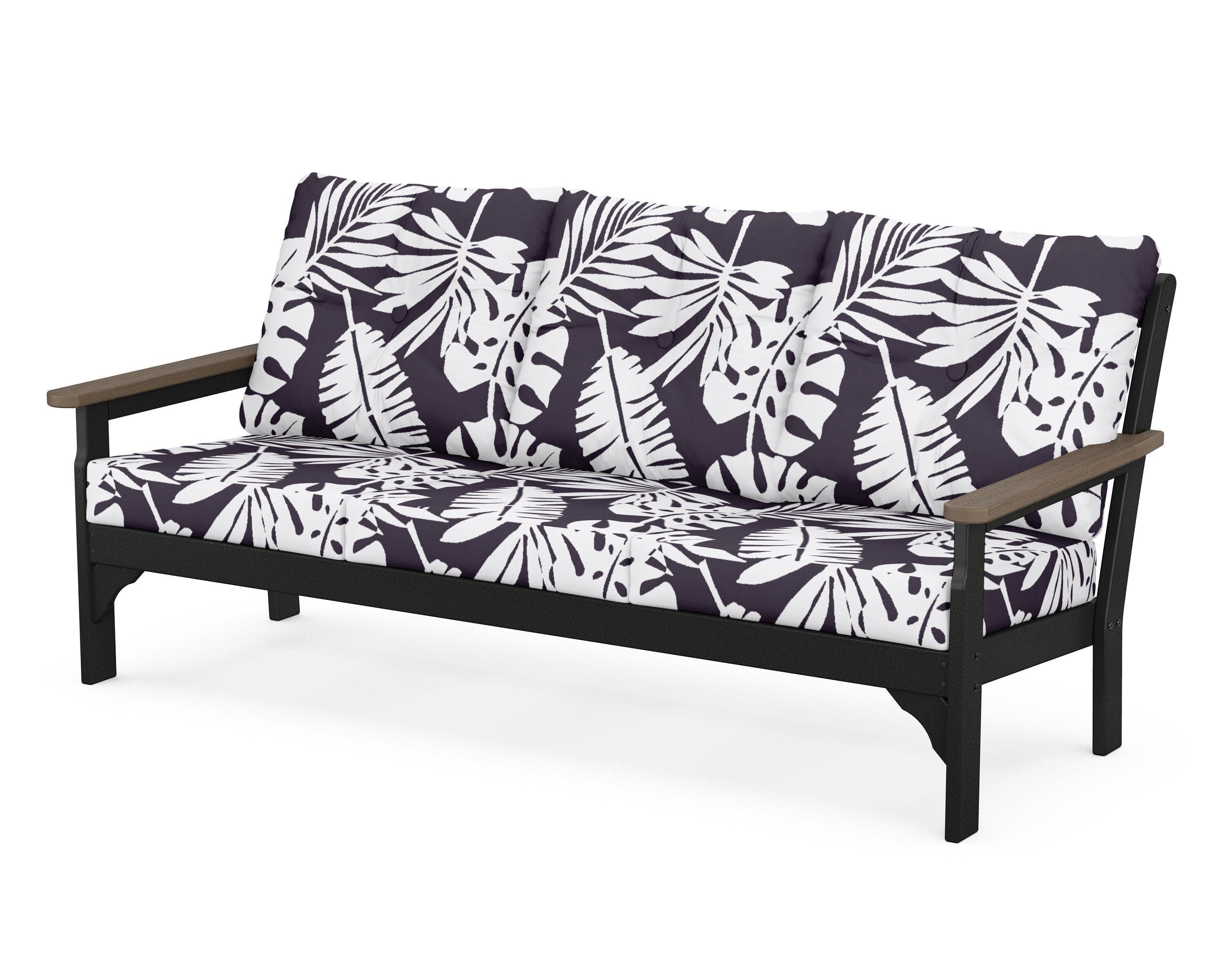 Vineyard Deep Seating Sofa in Black / Kona / Leaf Navy