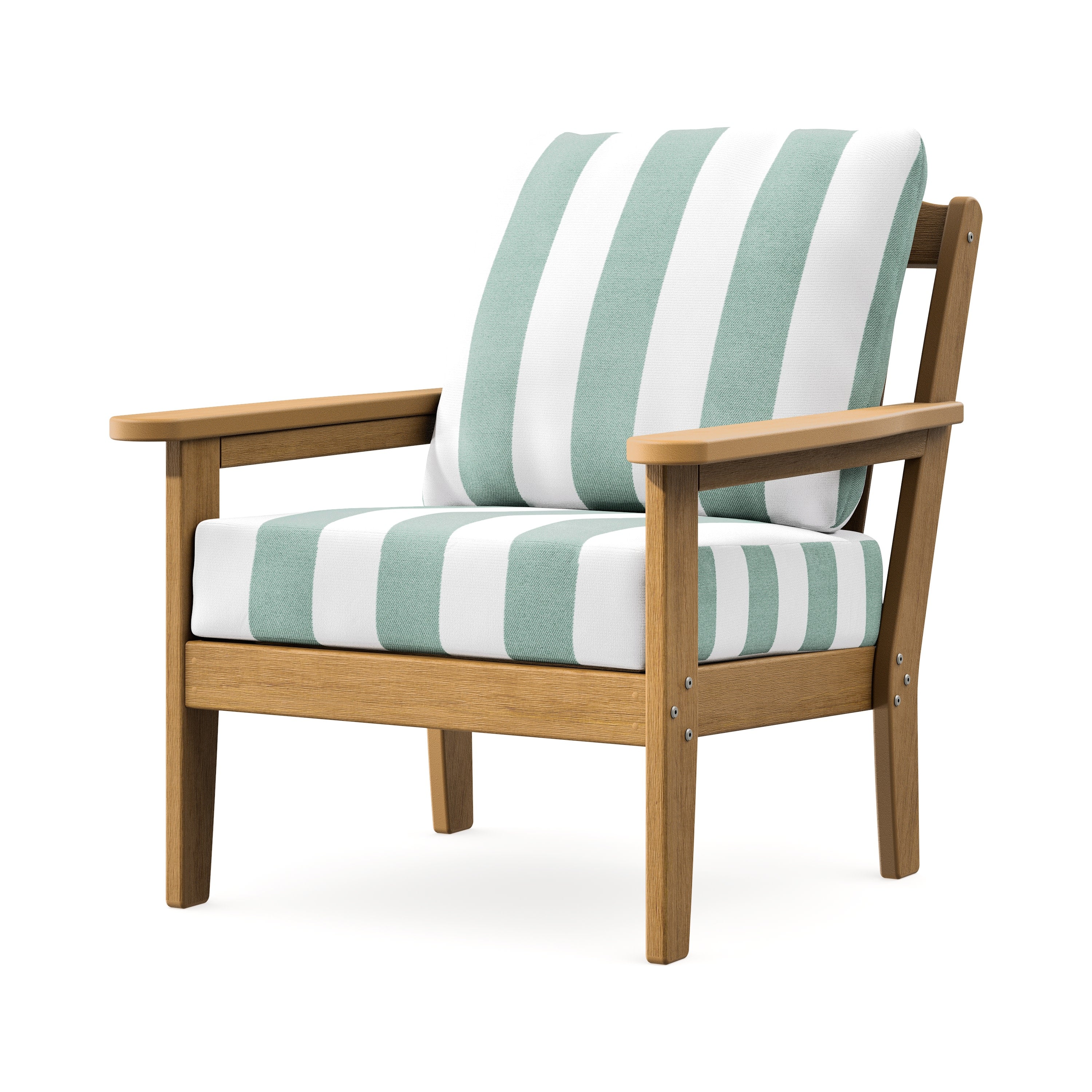 Cottage Deep Seating Chair in Natural / Cabana Stripe Glacier Spa
