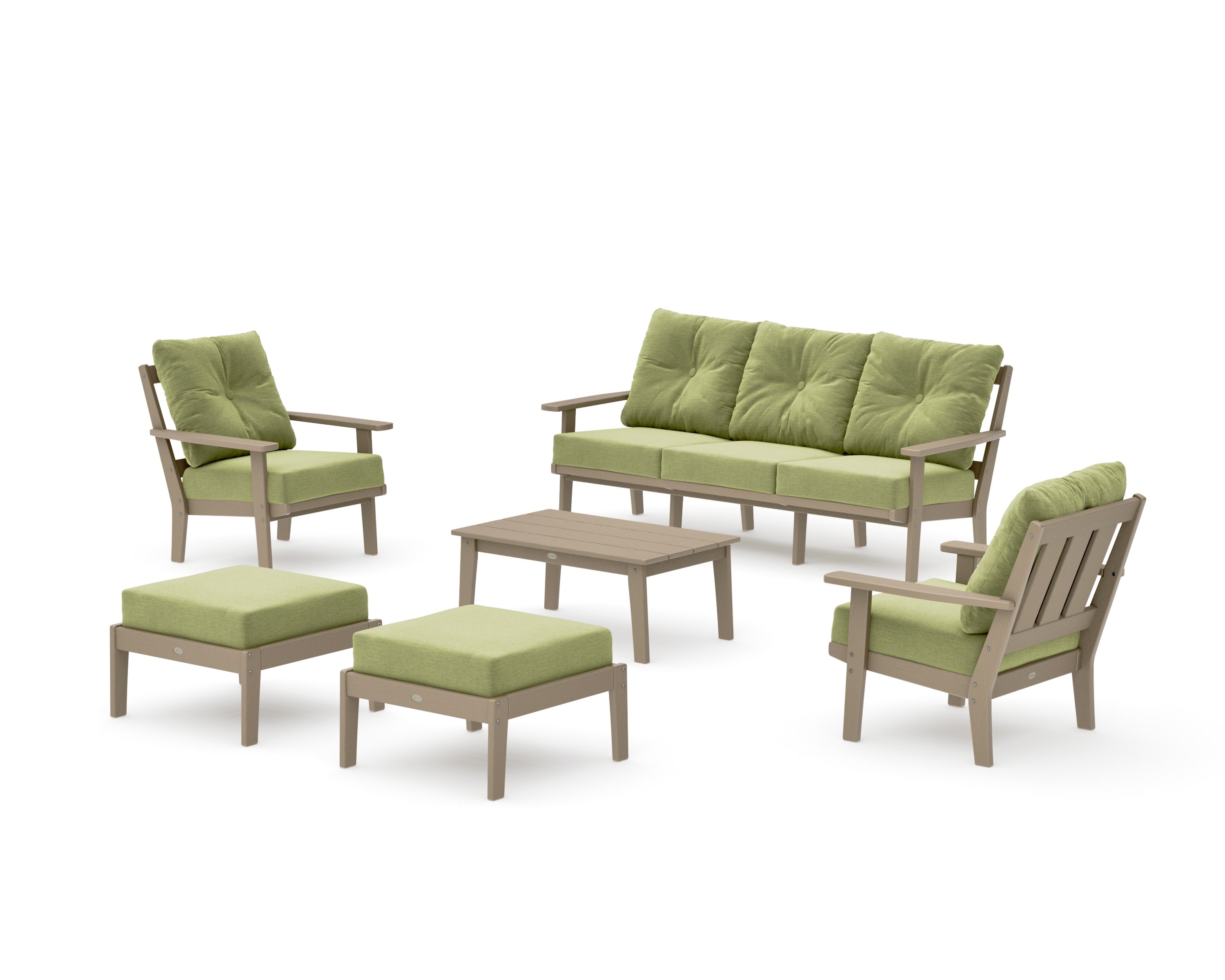 Oxford 6-Piece Lounge Sofa Set in Vintage Sahara / Chartreuse Boucle
