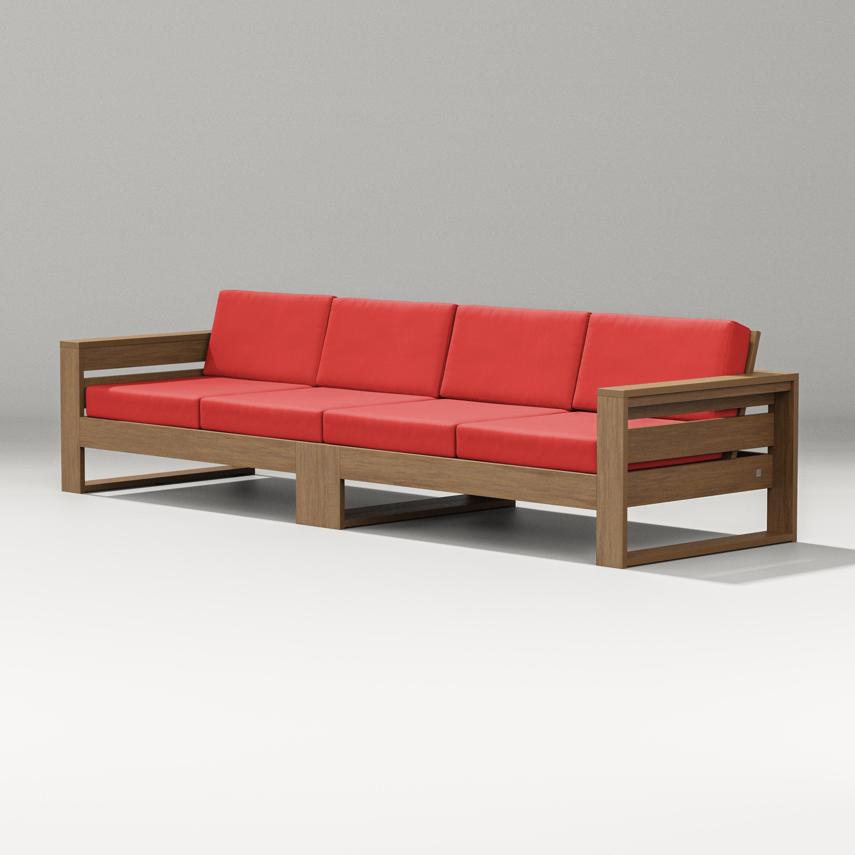Latitude Straight Sectional in Natural / Crimson Linen