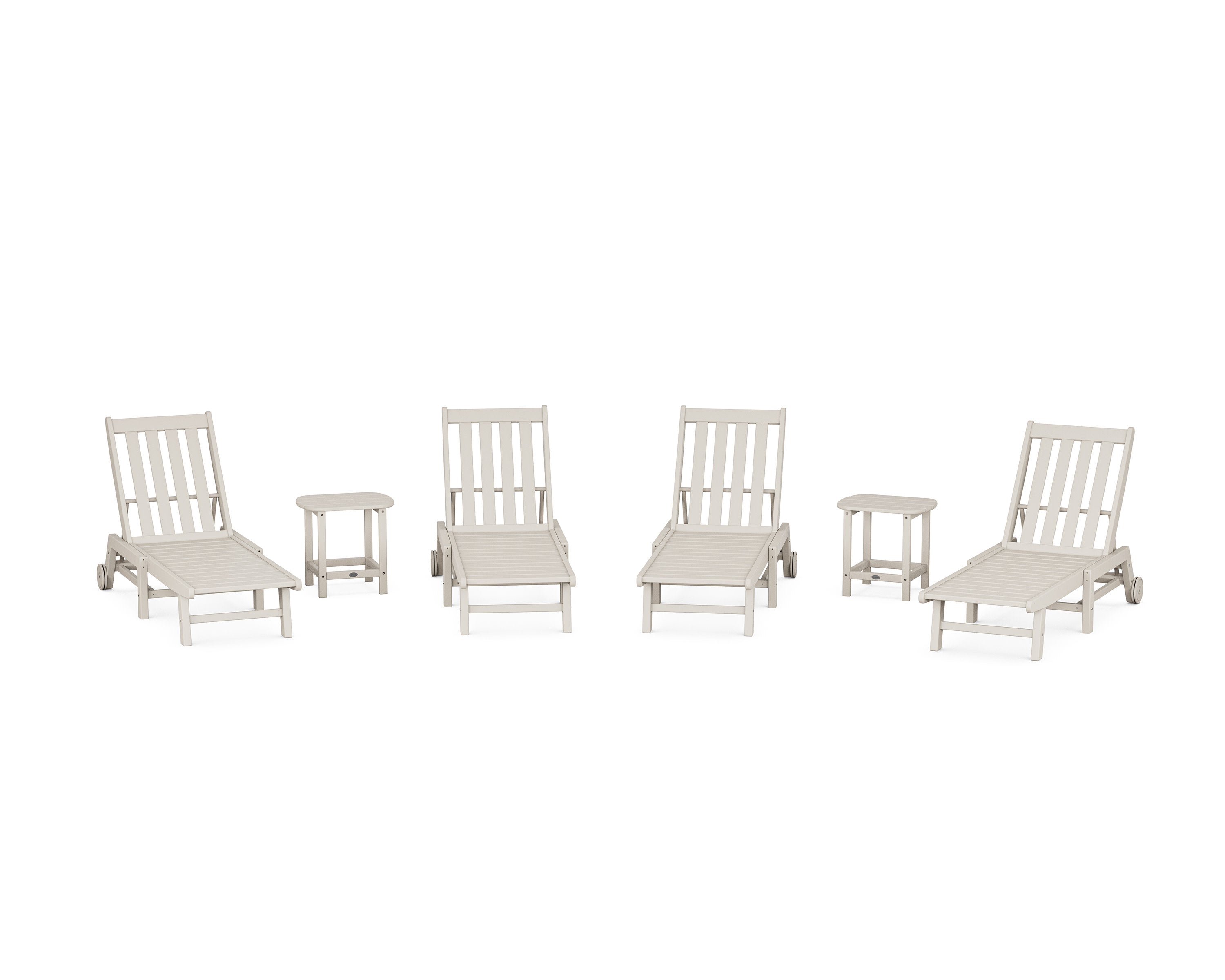 Vineyard 6-Piece Chaise with Wheels Set in Sand