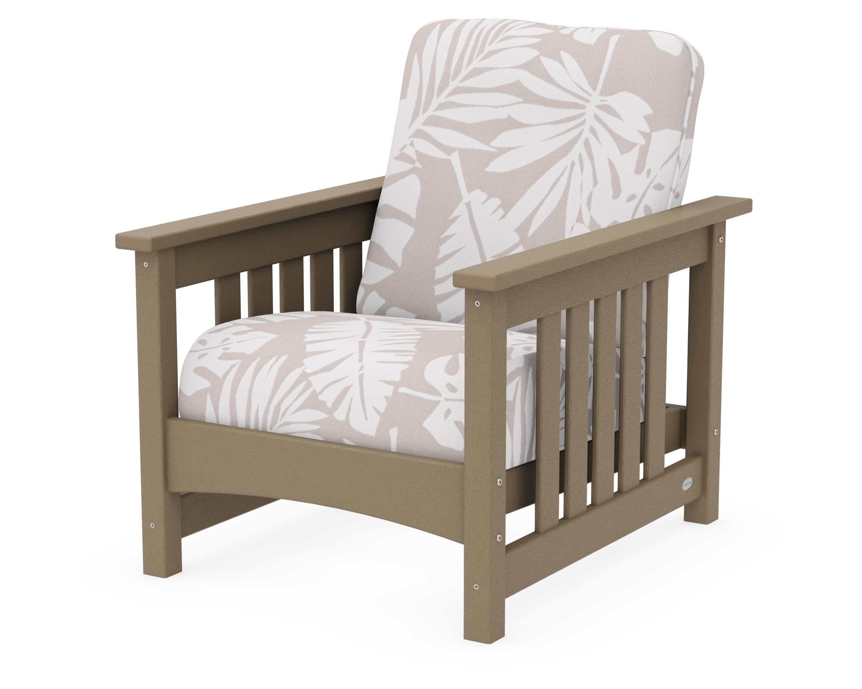 Club Mission Chair in Vintage Sahara / Leaf Dune Burlap
