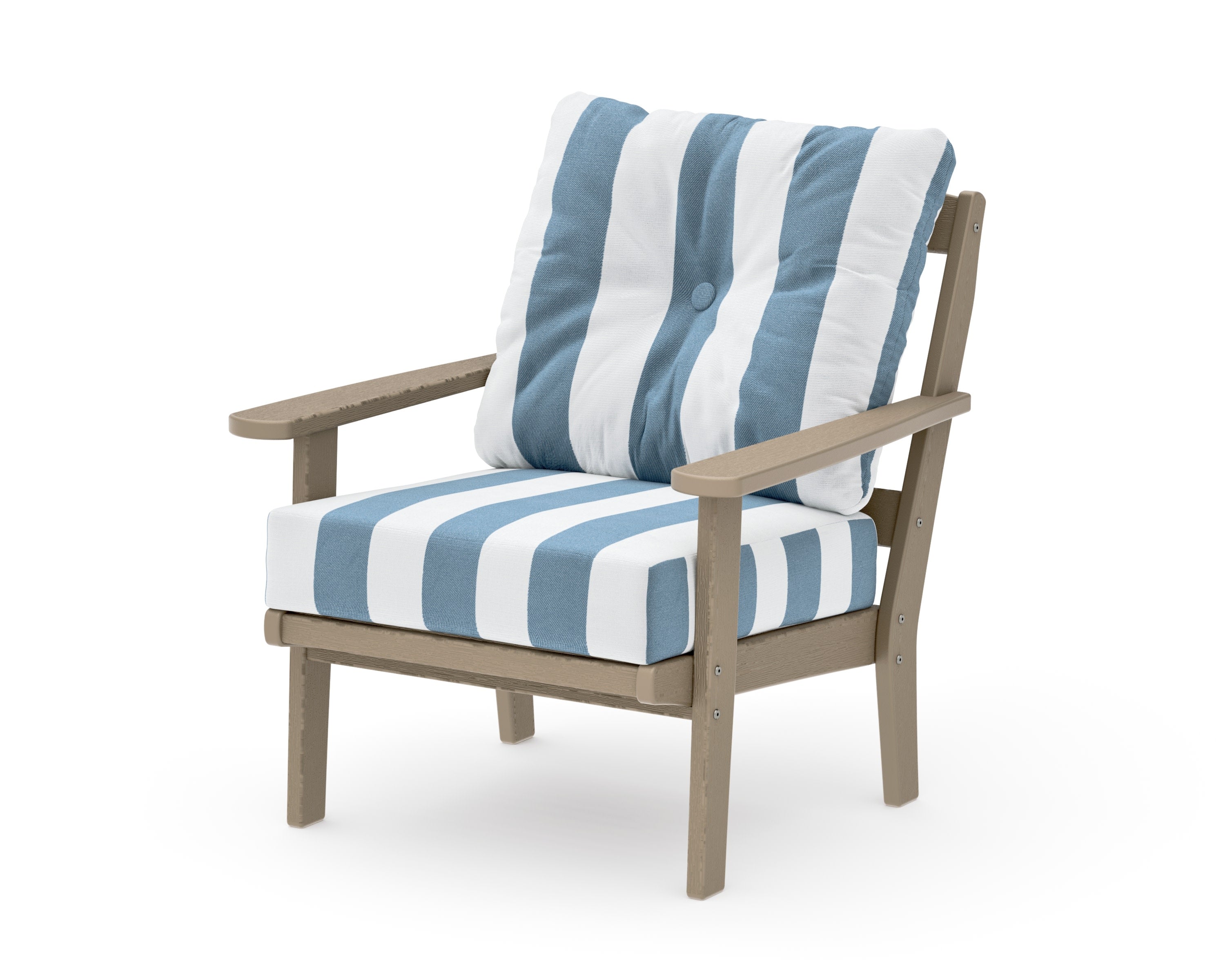 Mission Deep Seating Chair in Vintage Sahara / Cabana Stripe Sky Blue