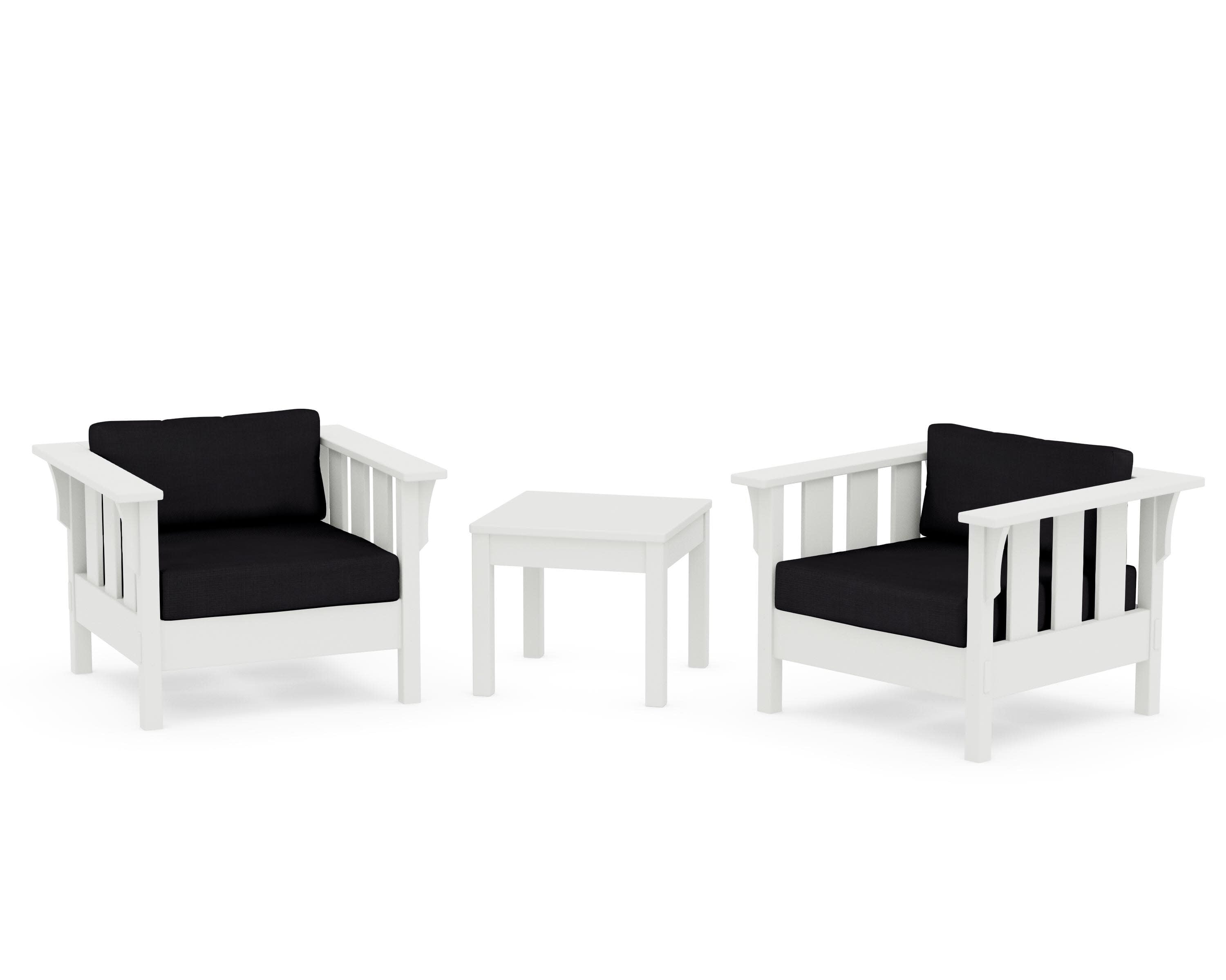 Acadia 3-Piece Deep Seating Set in Vintage White / Midnight Linen