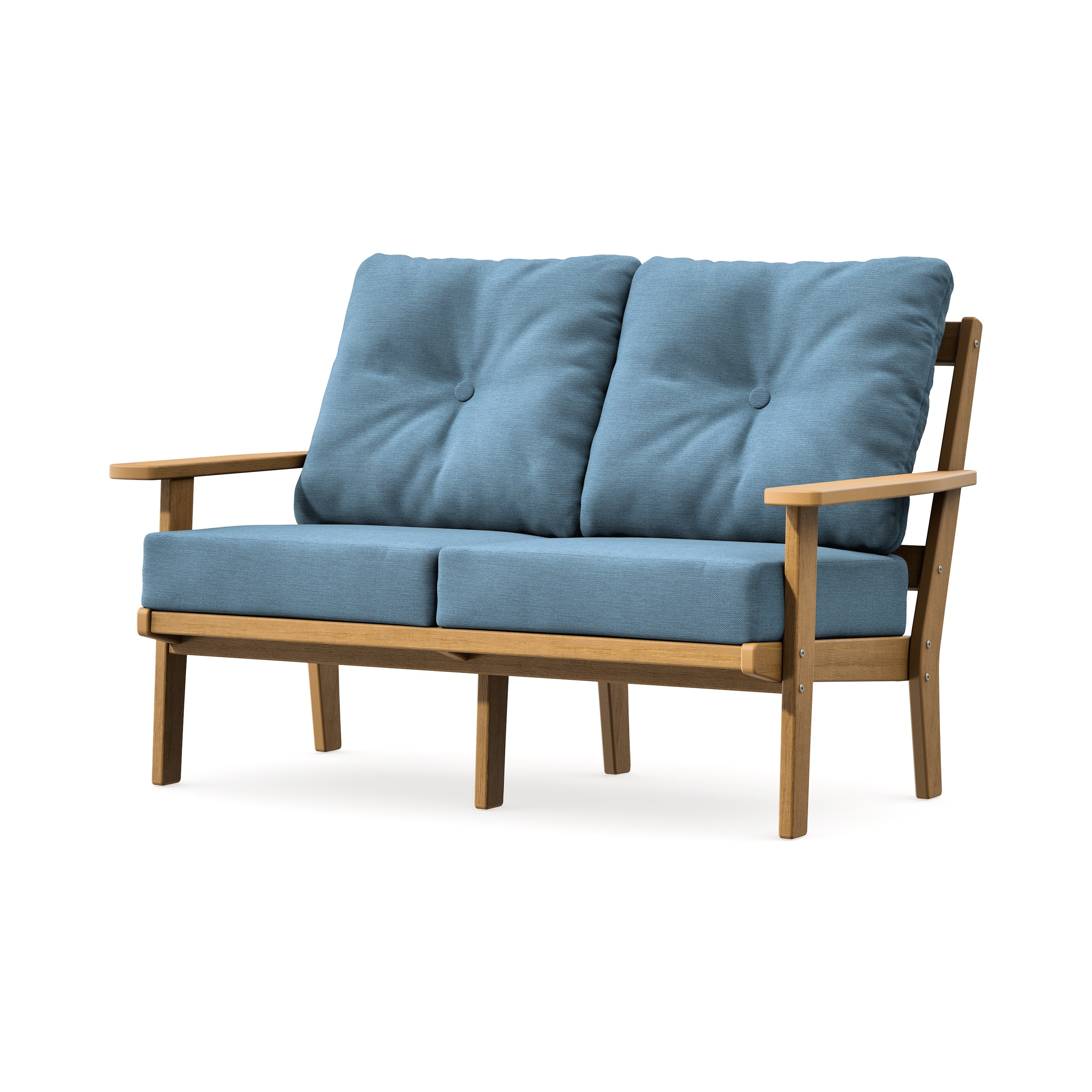Prairie Deep SeatingLoveseat in Natural / Sky Blue