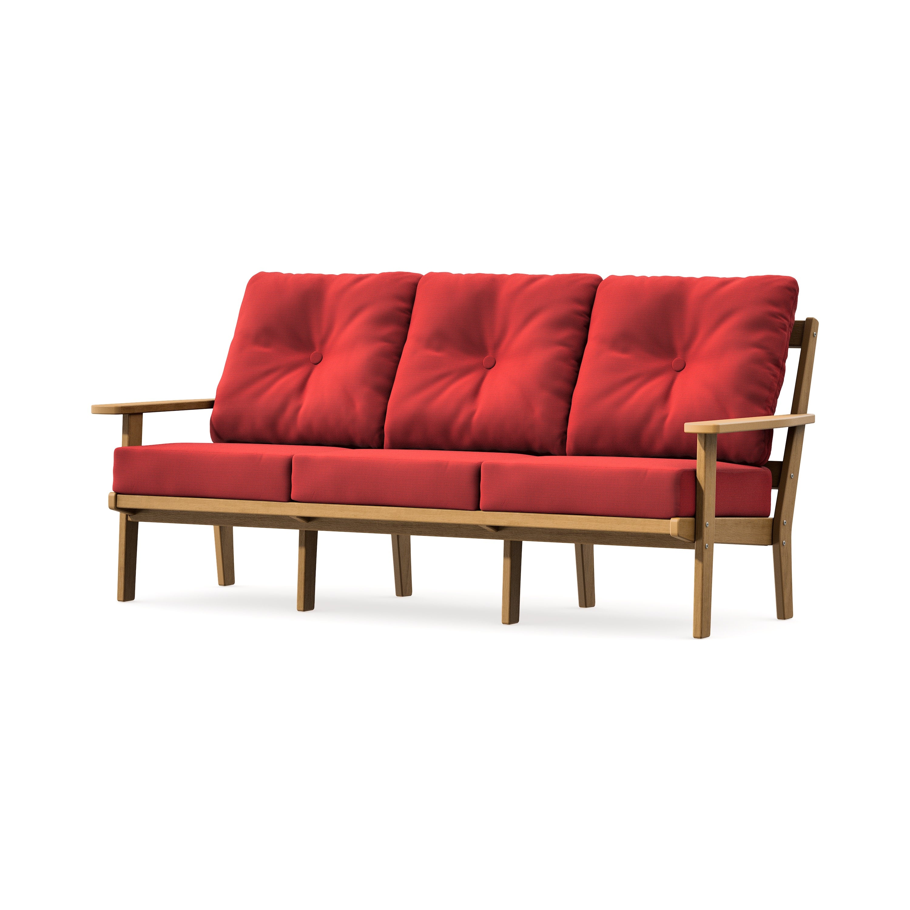 PrairieDeep Seating Sofa in Natural / Crimson Linen