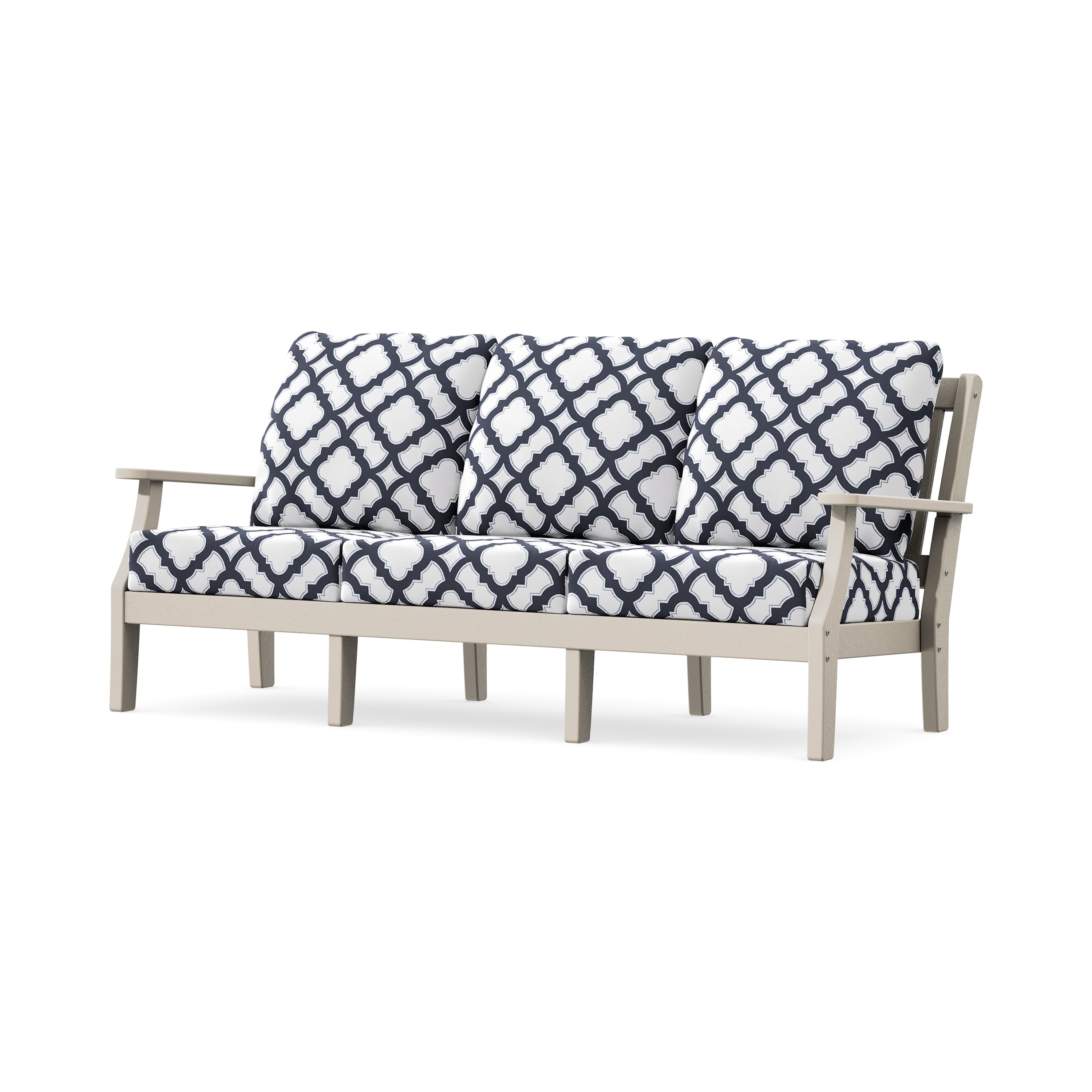 Chinoiserie Deep Seating Sofa in Sand / Trellis Navy