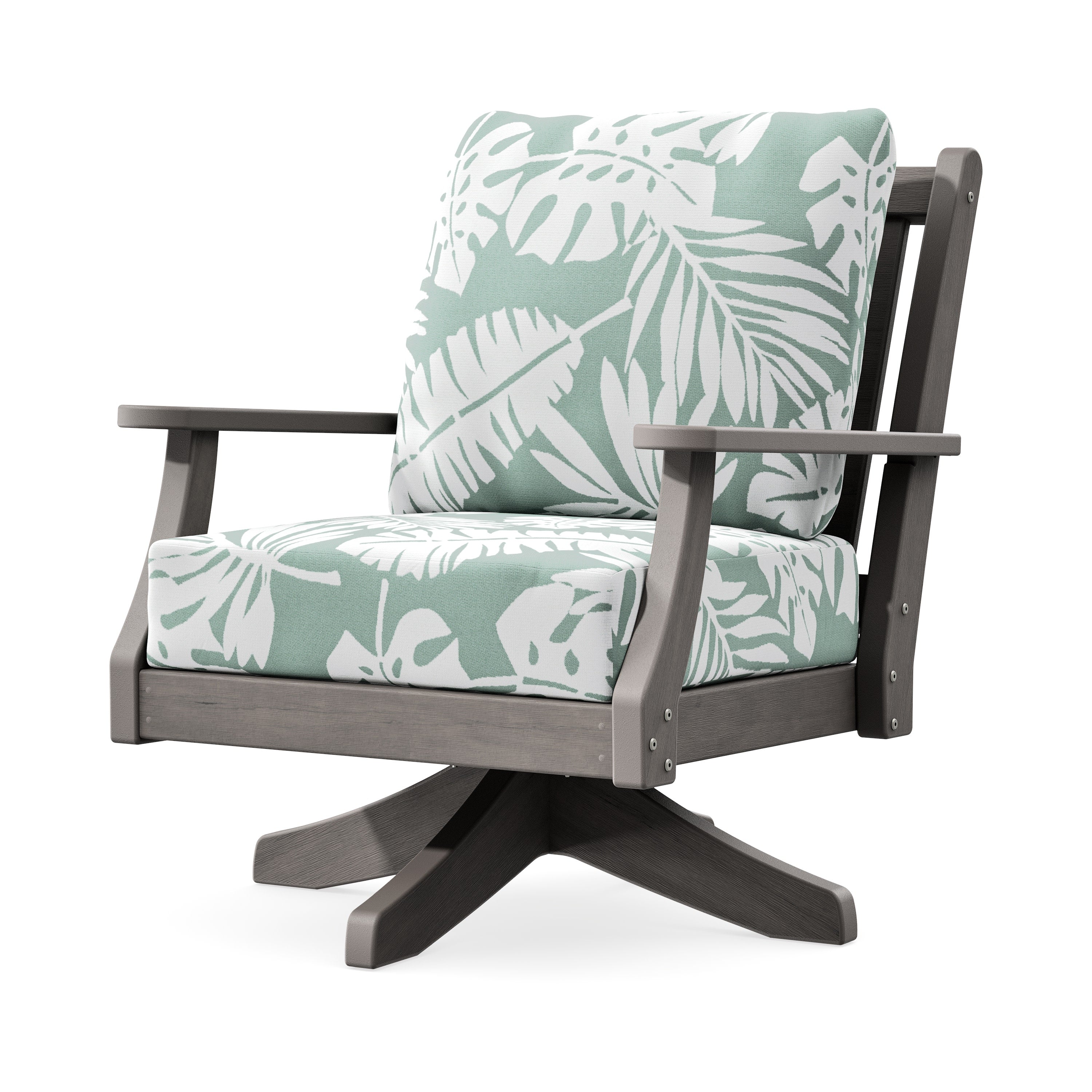 Wovendale Deep Seating Swivel Chair in Driftwood / Leaf Glacier Spa