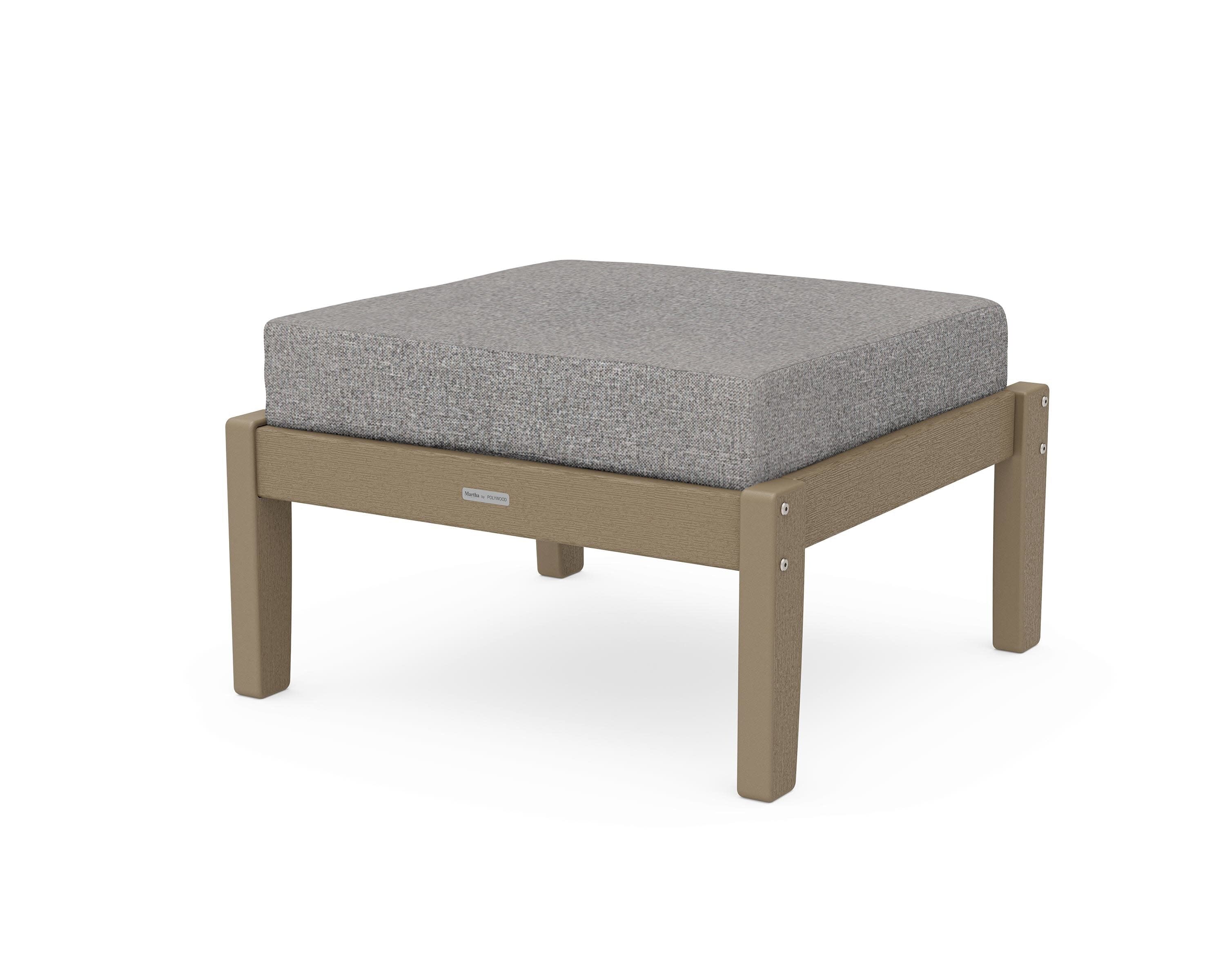 Chinoiserie Deep Seating Ottoman in Vintage Sahara / Grey Mist