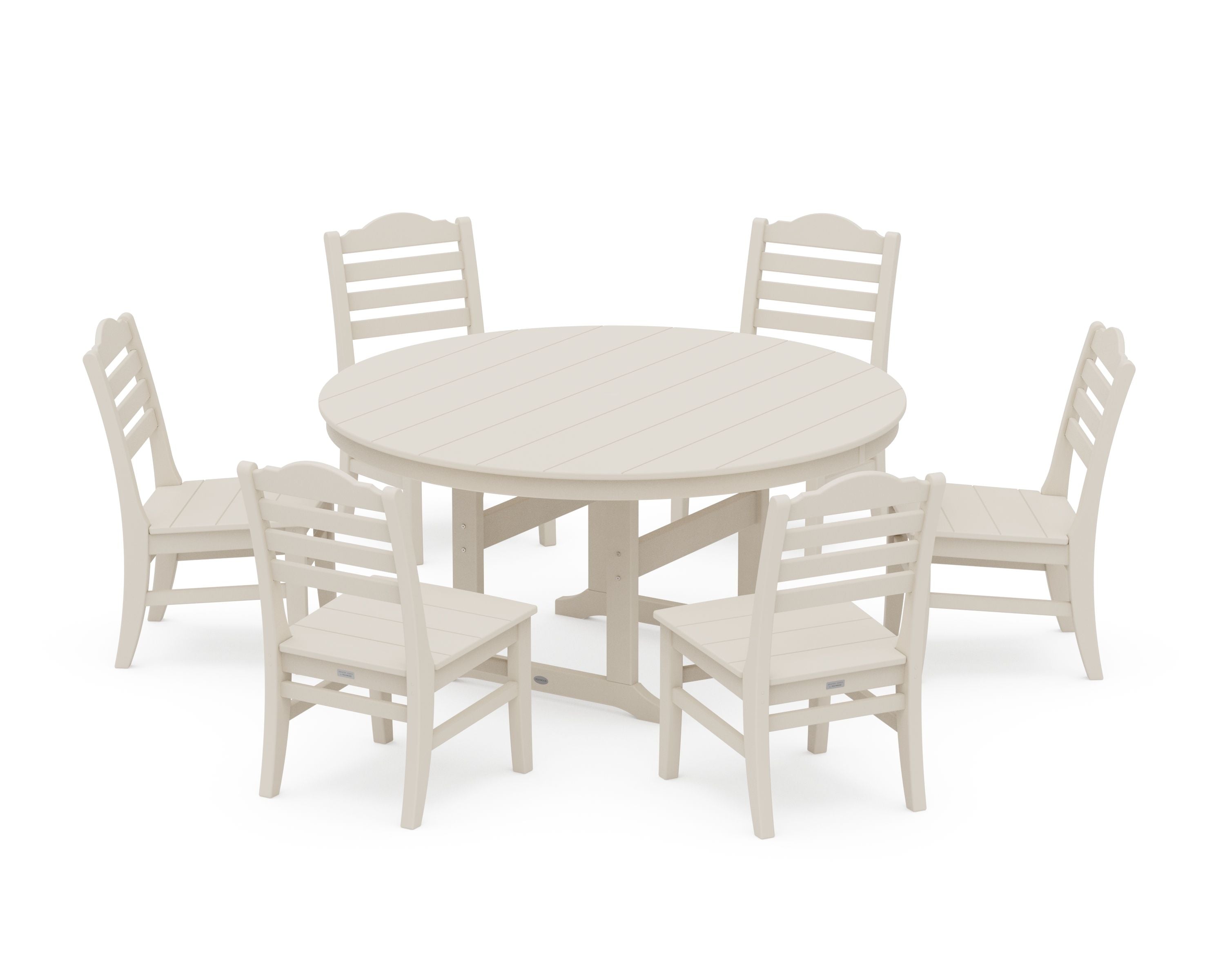 Savannah 7-Piece Side Chair Round Farmhouse Dining Set in Sand