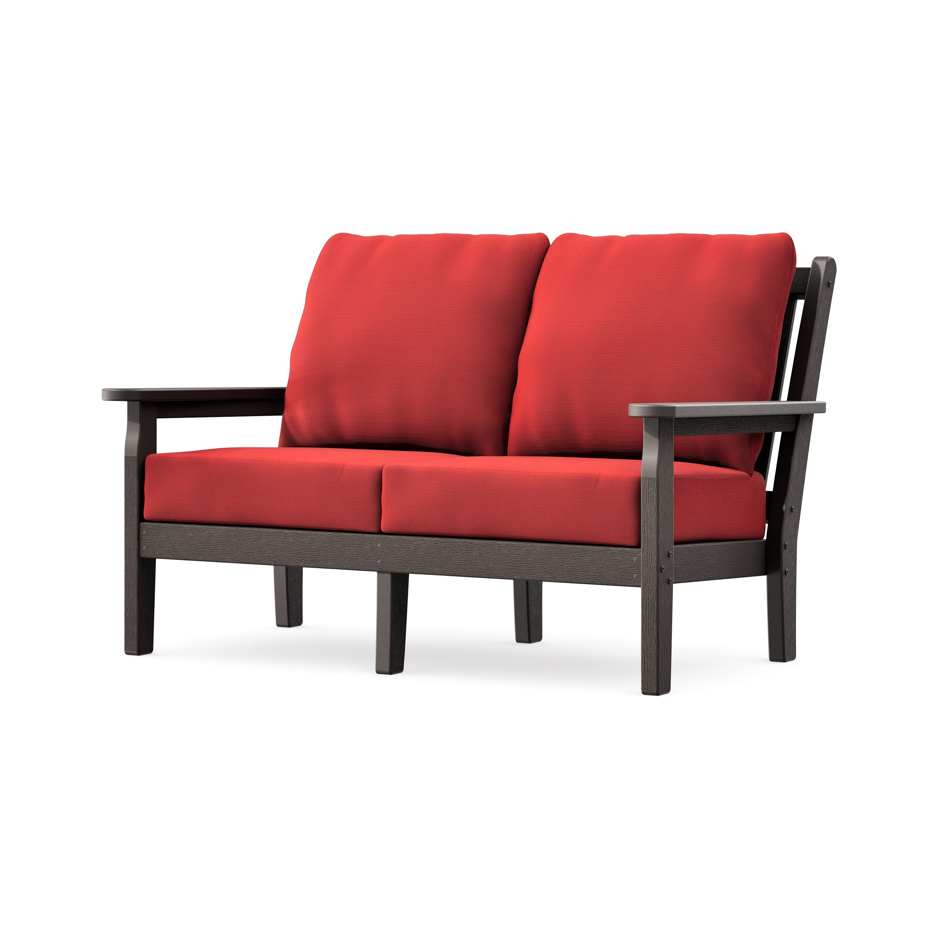 Chippendale Deep Seating Loveseat in Vintage Coffee / Crimson Linen