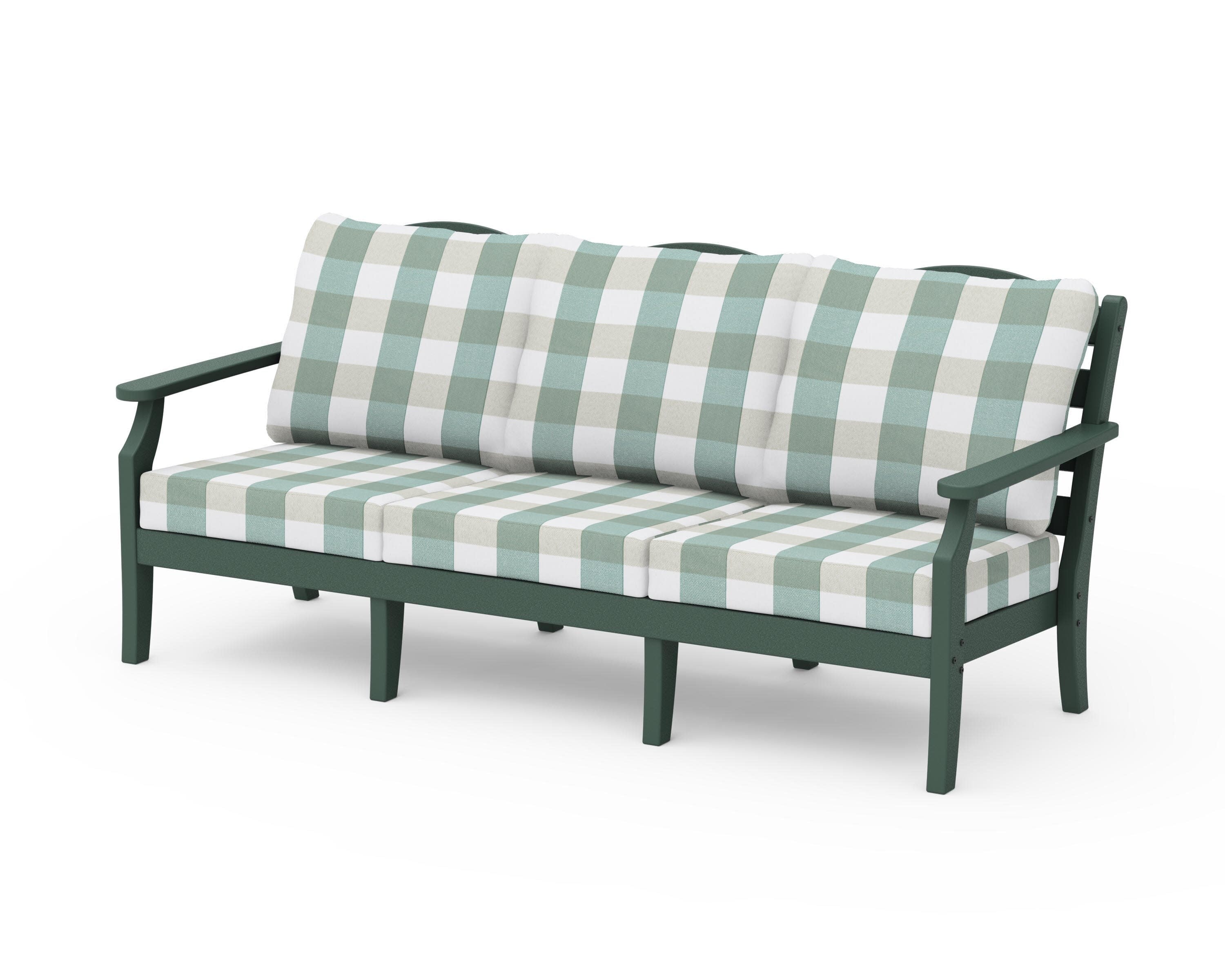 Savannah Deep Seating Sofa in Green / Buffalo Plaid Glacier Spa