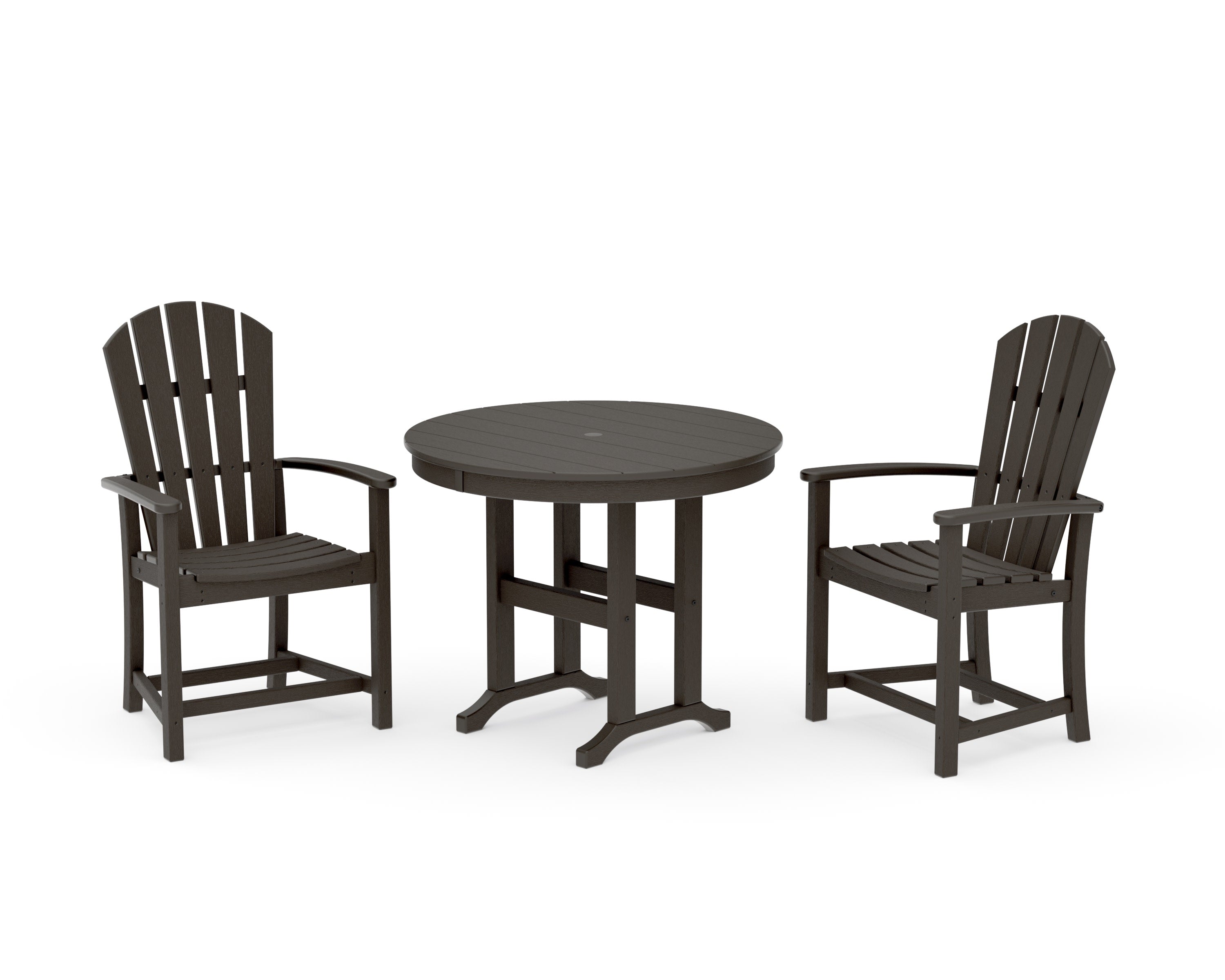 Palm Coast 3-Piece Round Farmhouse Dining Set in Vintage Coffee
