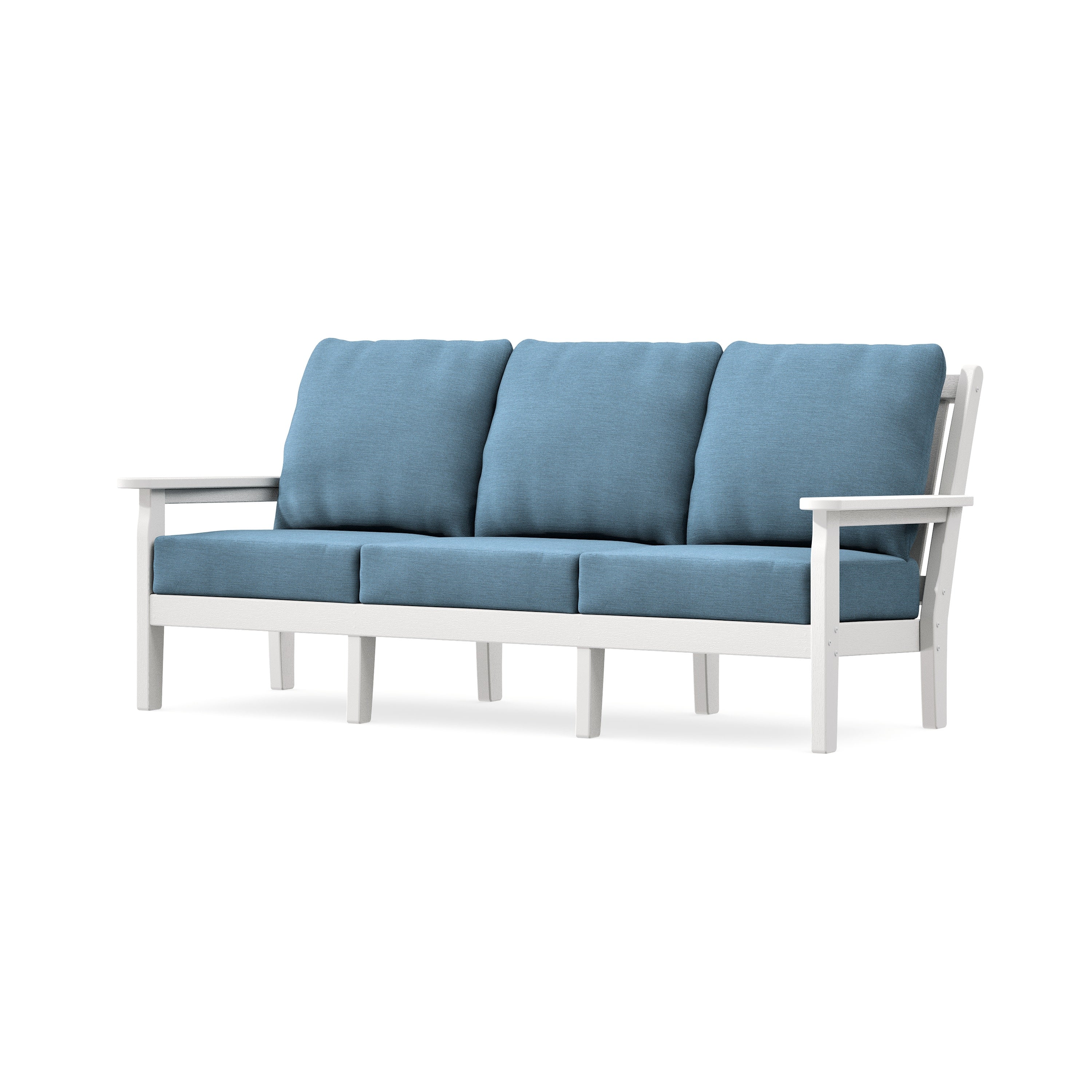 Chippendale Deep Seating Sofa in Vintage White / Sky Blue