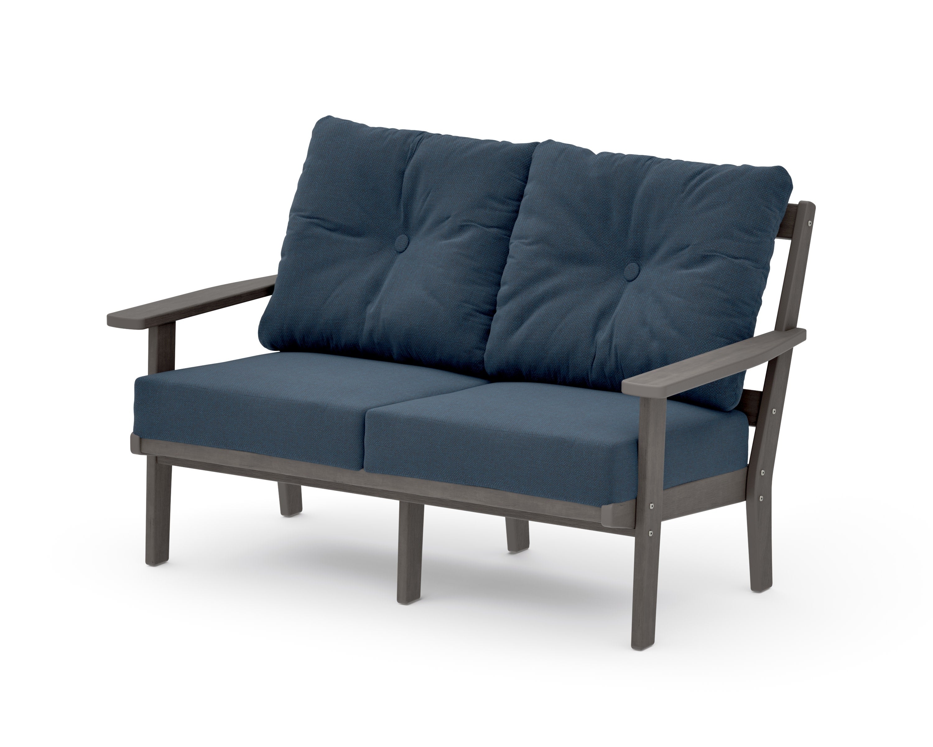 Oxford Deep SeatingLoveseat in Driftwood / Marine Indigo