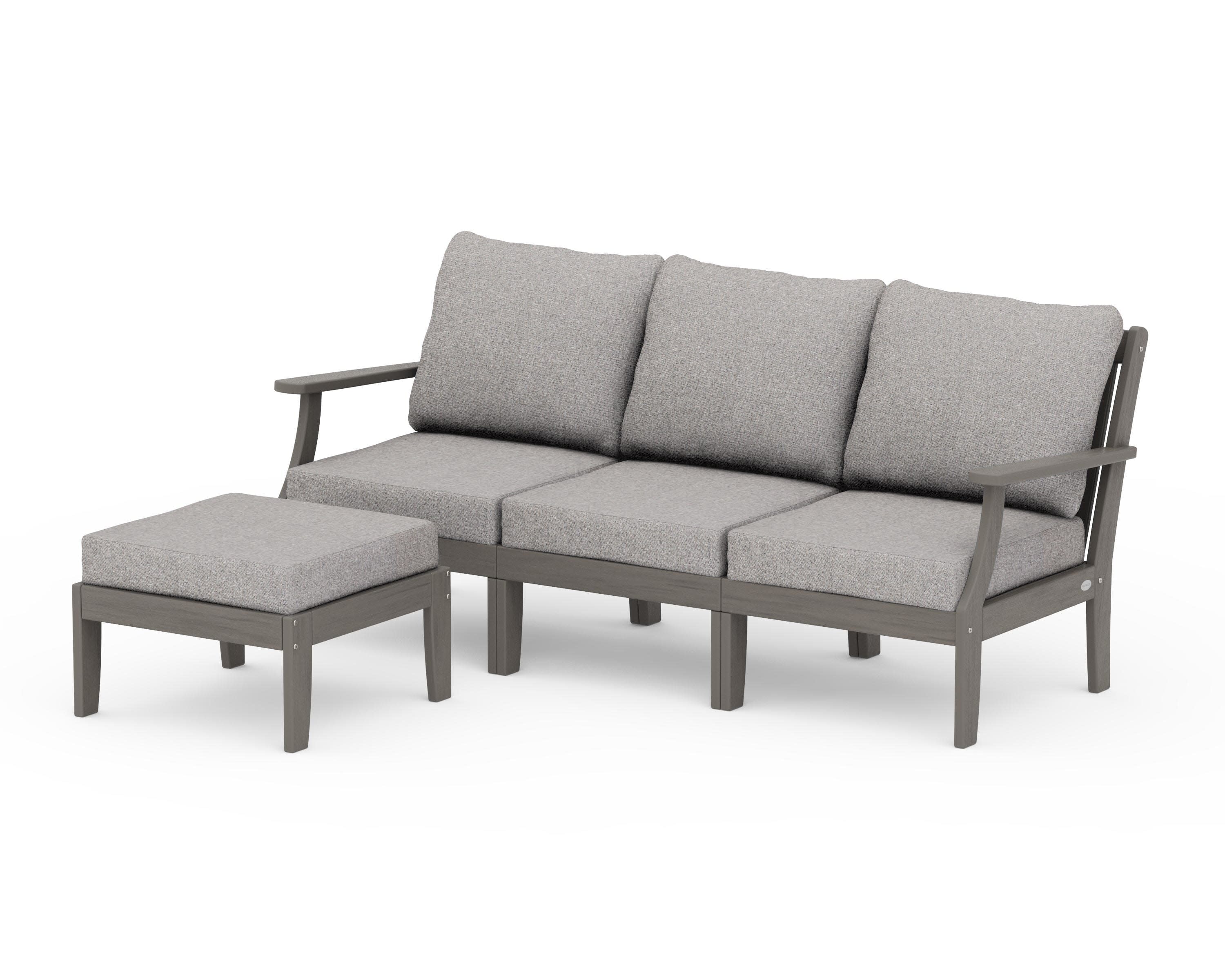 Braxton Modular 4-Piece Deep Seating Set with Ottoman in Driftwood / Grey Mist