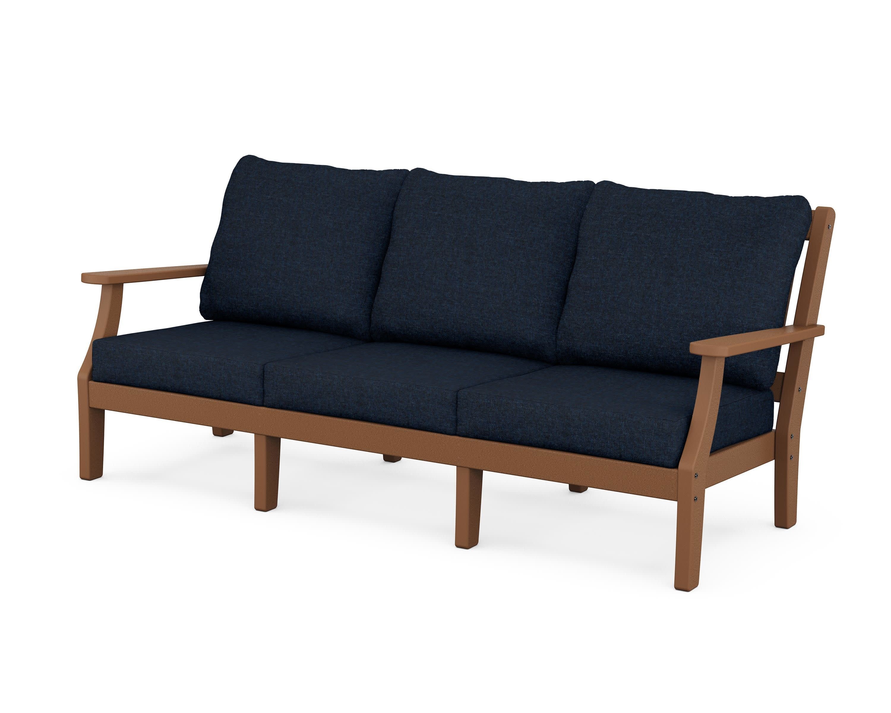 Chinoiserie Deep Seating Sofa in Teak / Marine Indigo