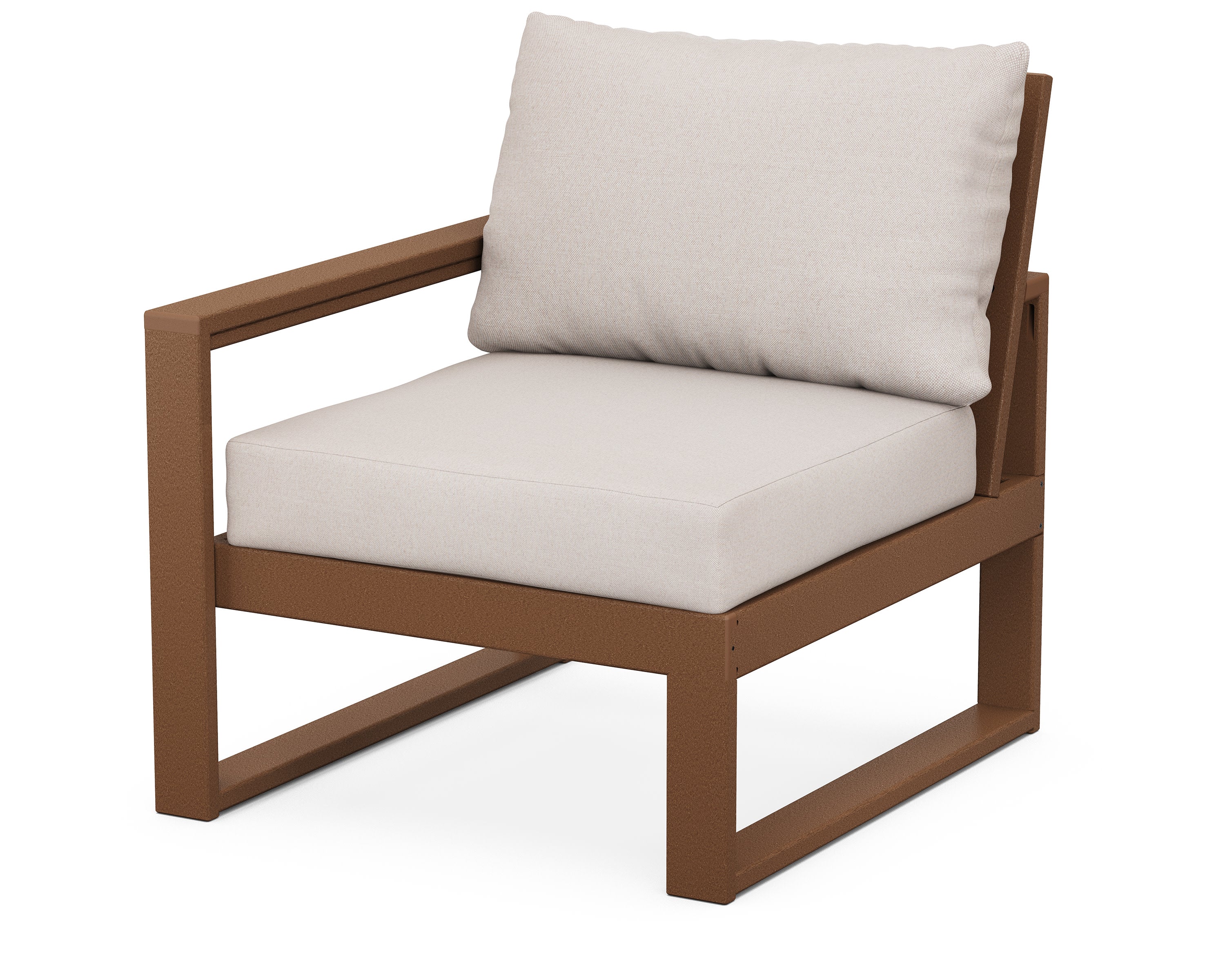 EDGE Modular Left Arm Chair in Teak / Dune Burlap