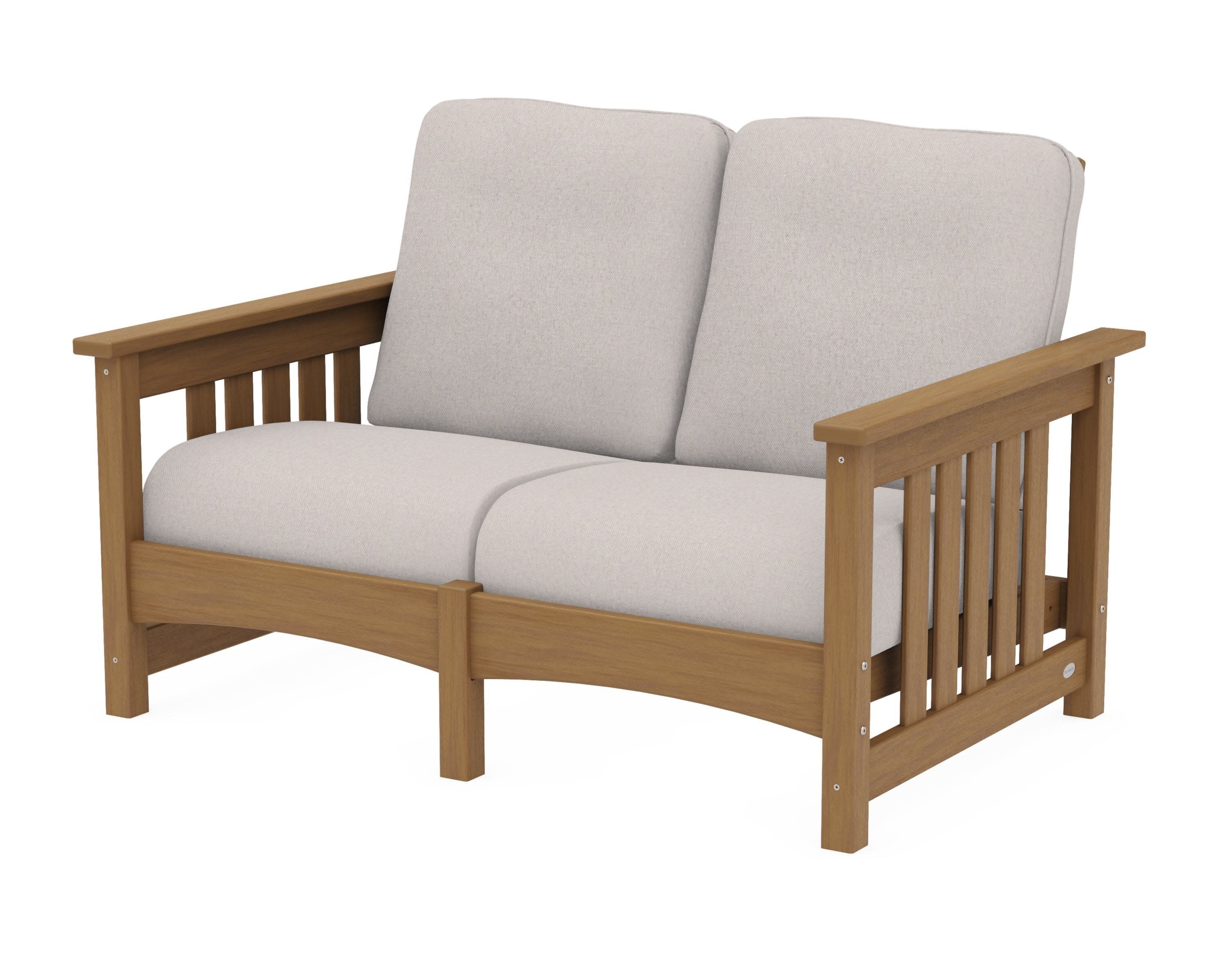 Club Mission Loveseat in Natural / Dune Burlap