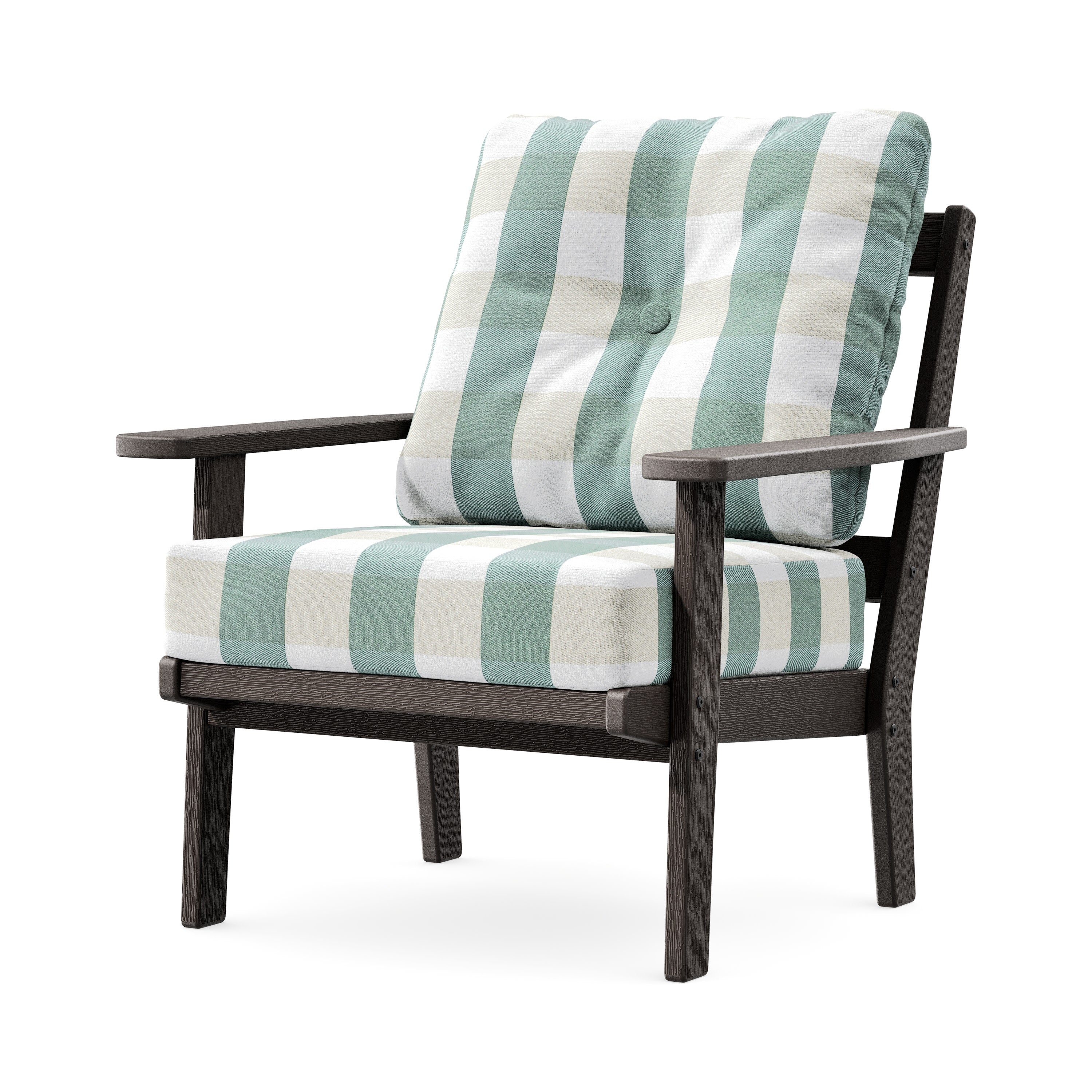 Prairie Deep Seating Chair in Vintage Coffee / Buffalo Plaid Glacier Spa