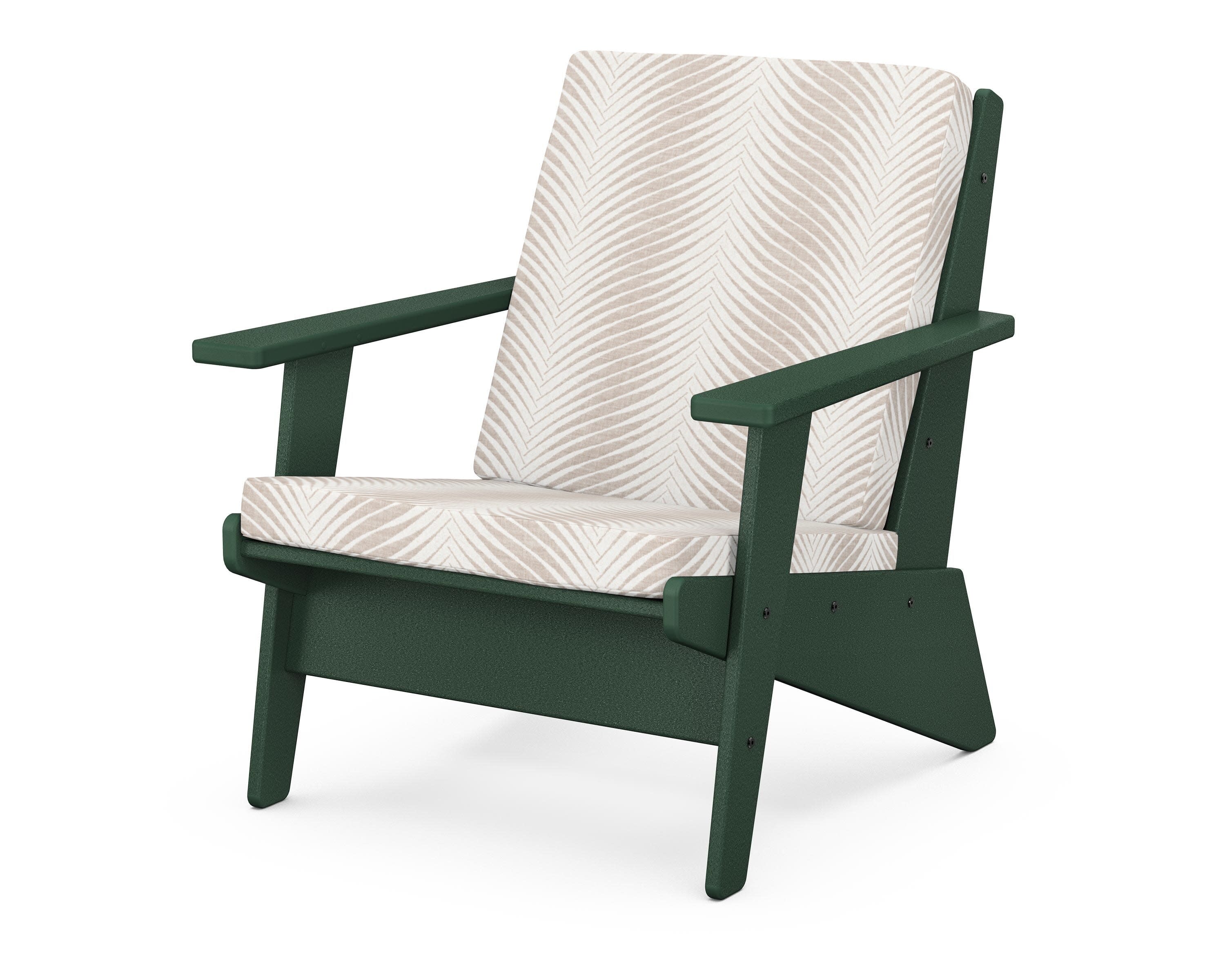 Riviera Modern Lounge Chair in Green / Clock Out Cloud