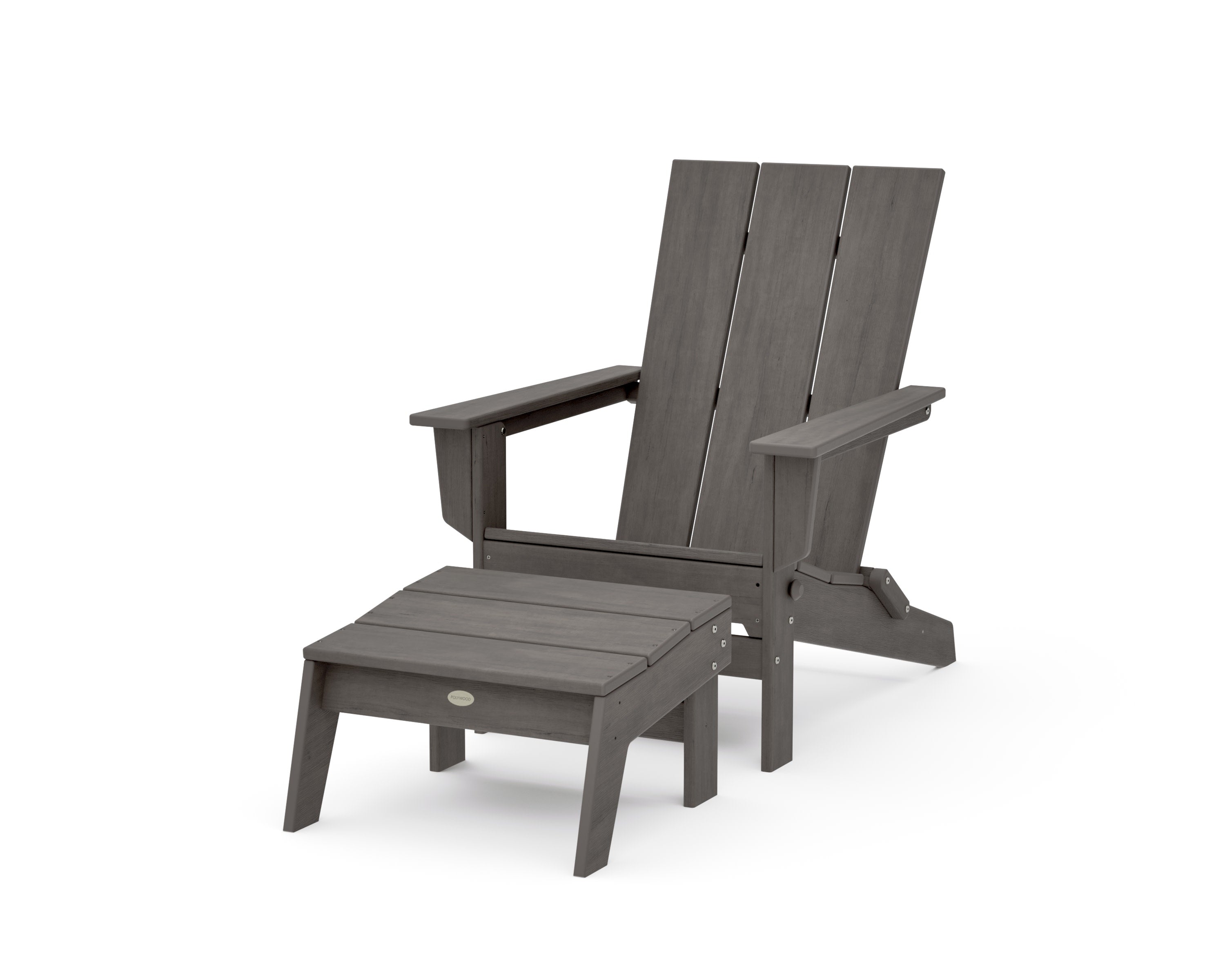 Modern Studio Folding Adirondack Chair with Ottoman in Driftwood